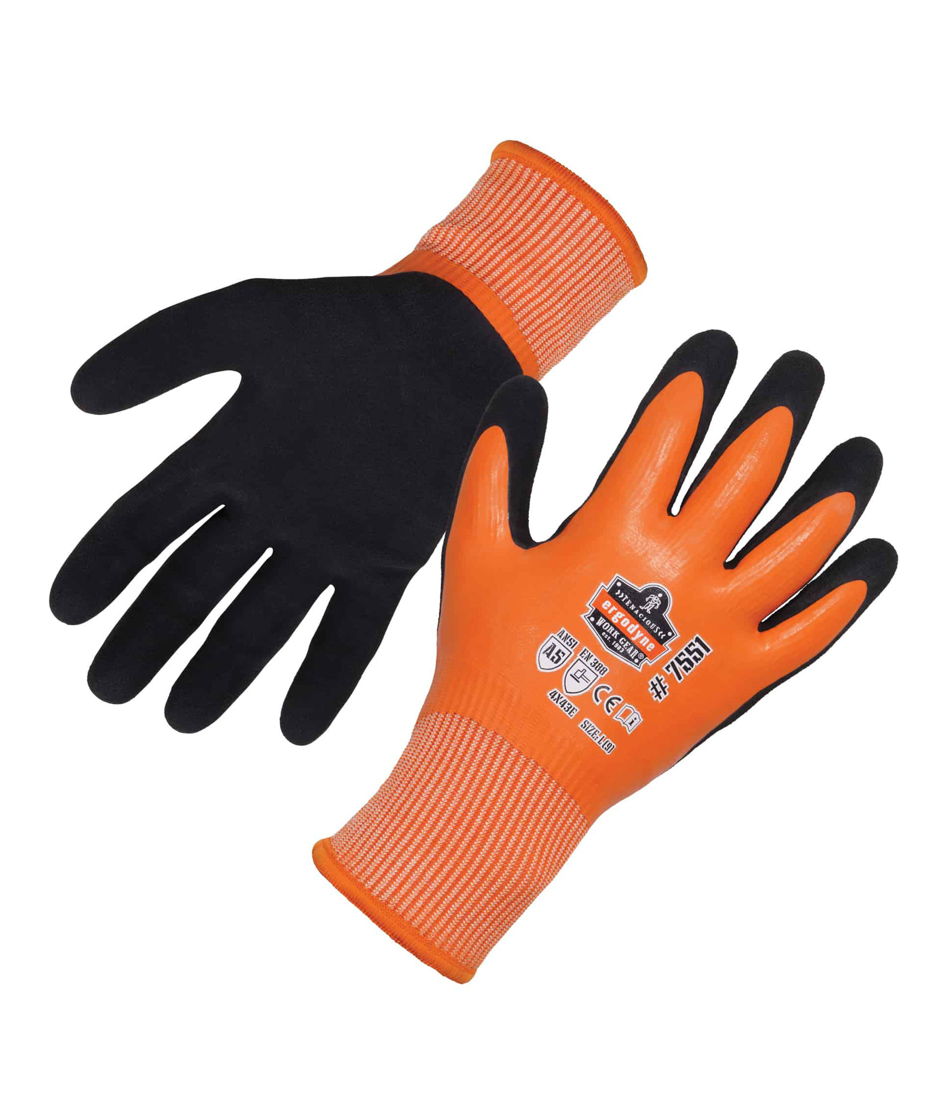 Ergodyne 7551 vinterhandsker med sk&aelig;rebeskyttelse Cut E