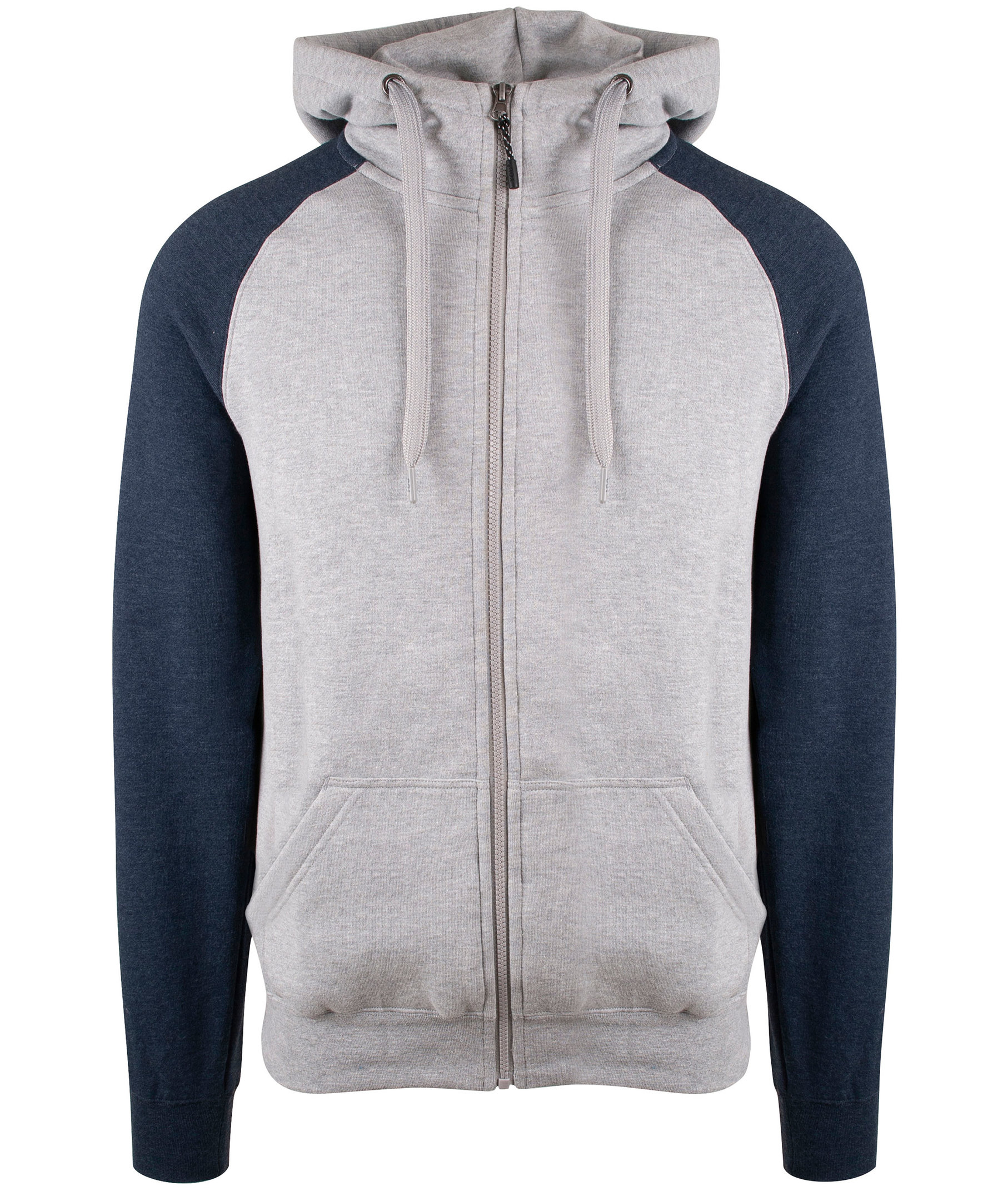 YOU Bronx Raglan sweat h&aelig;ttetr&oslash;je med lynl&aring;s, Gr&aring;meleret/marinemeleret