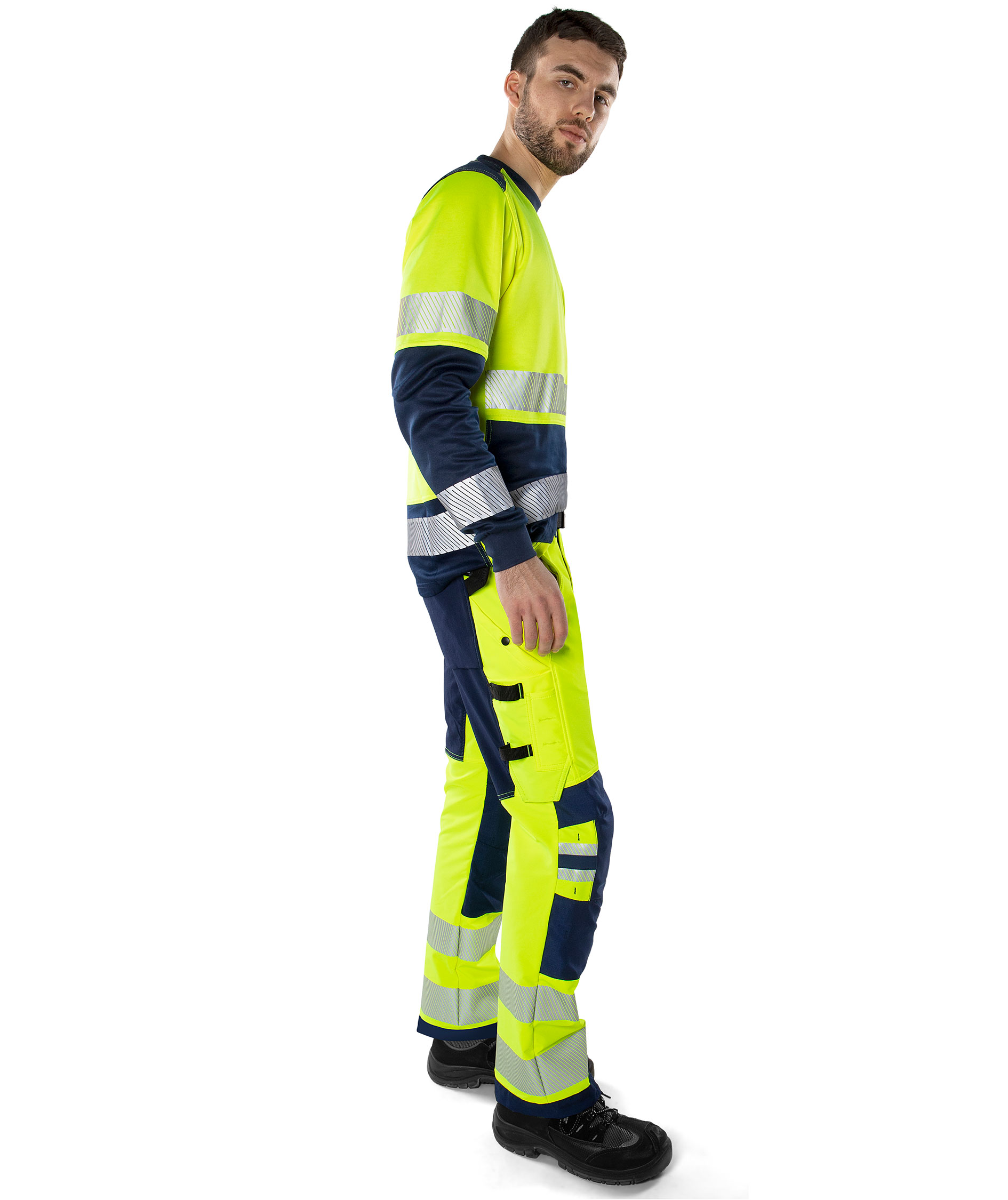 Fristads Green work trousers 2645 GSTP full stretch, Hi-Vis yellow/marine, large image number 5