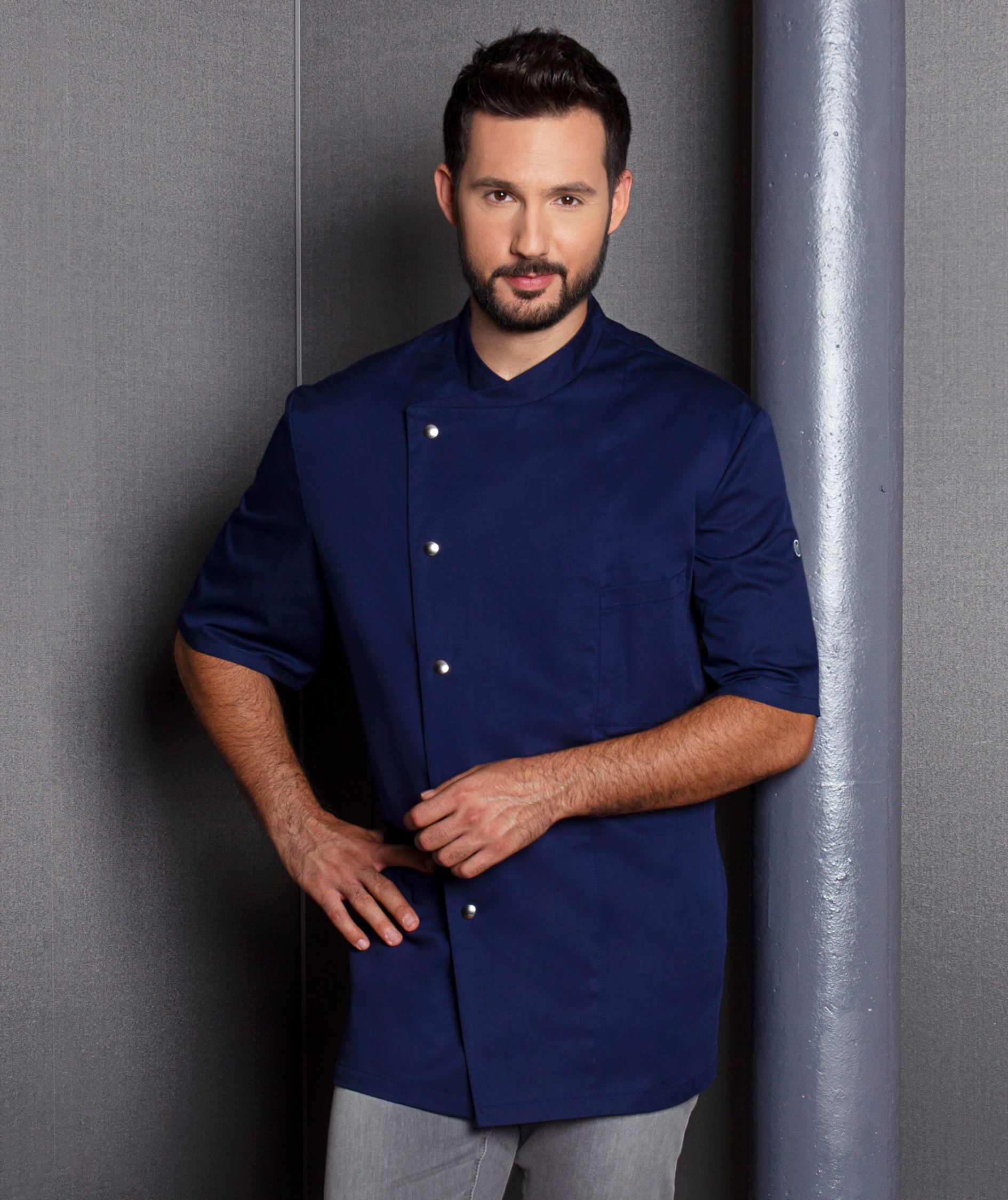 Karlowsky Gustav kurz&auml;rmlige Kochjacke, Navy