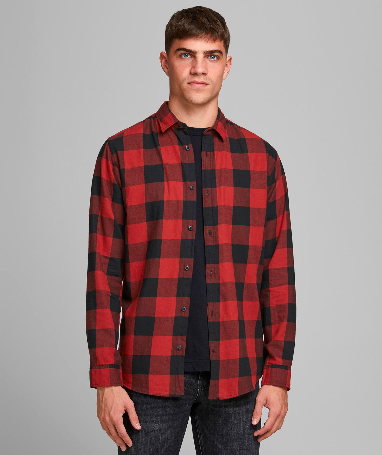 Jack & Jones JJEGINGHAM Slim fit twill skogsarbetare skjorta, Brick Red