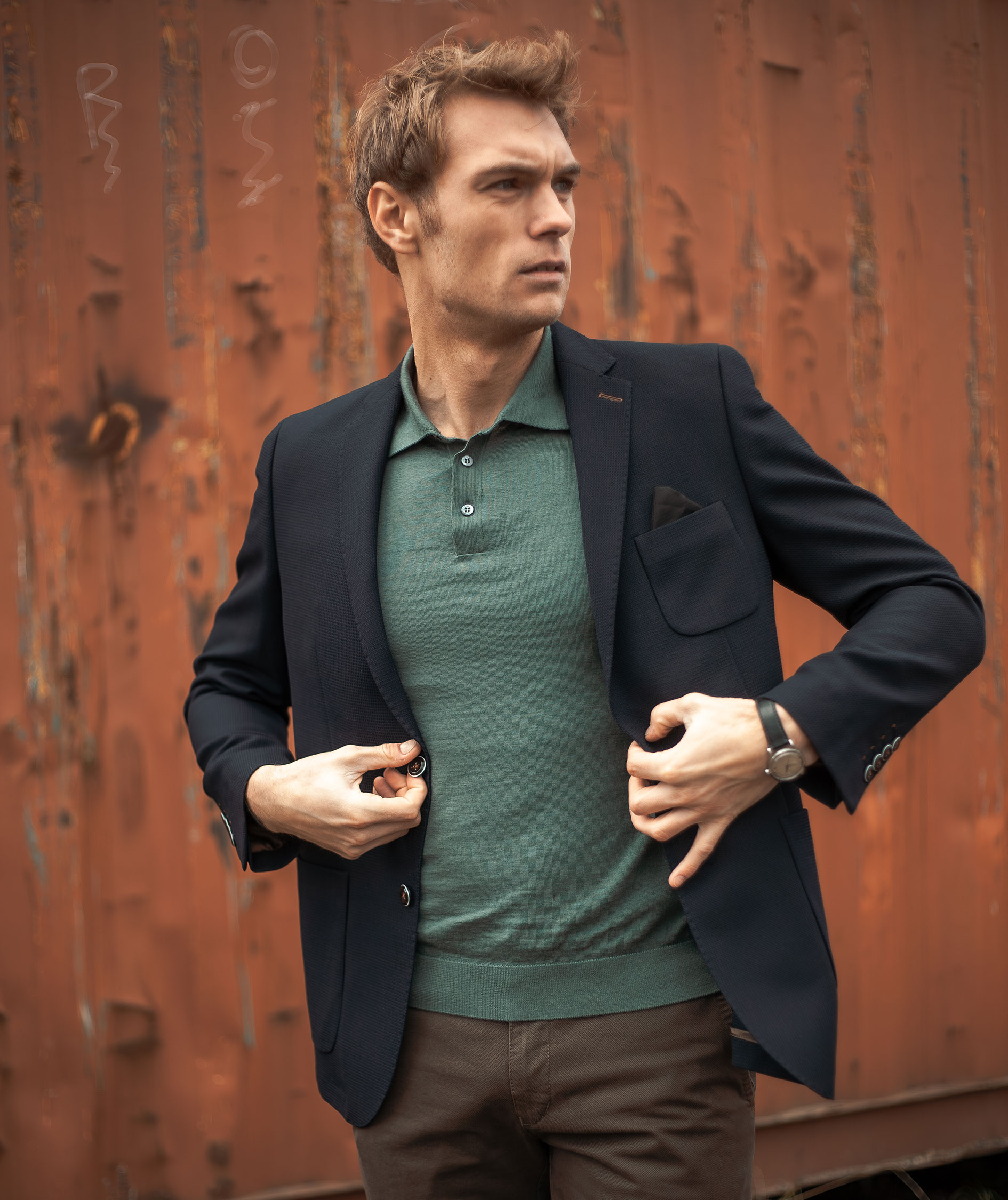 Sunwill Modern fit blazer Dressjakke med ull, Dark navy