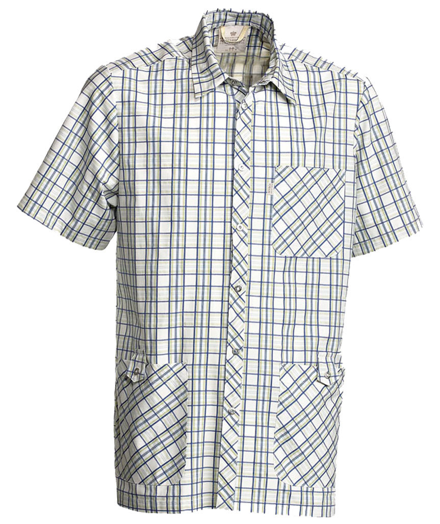 Nybo Workwear Joy short-sleeved shirt, Beige/Blue/Lime