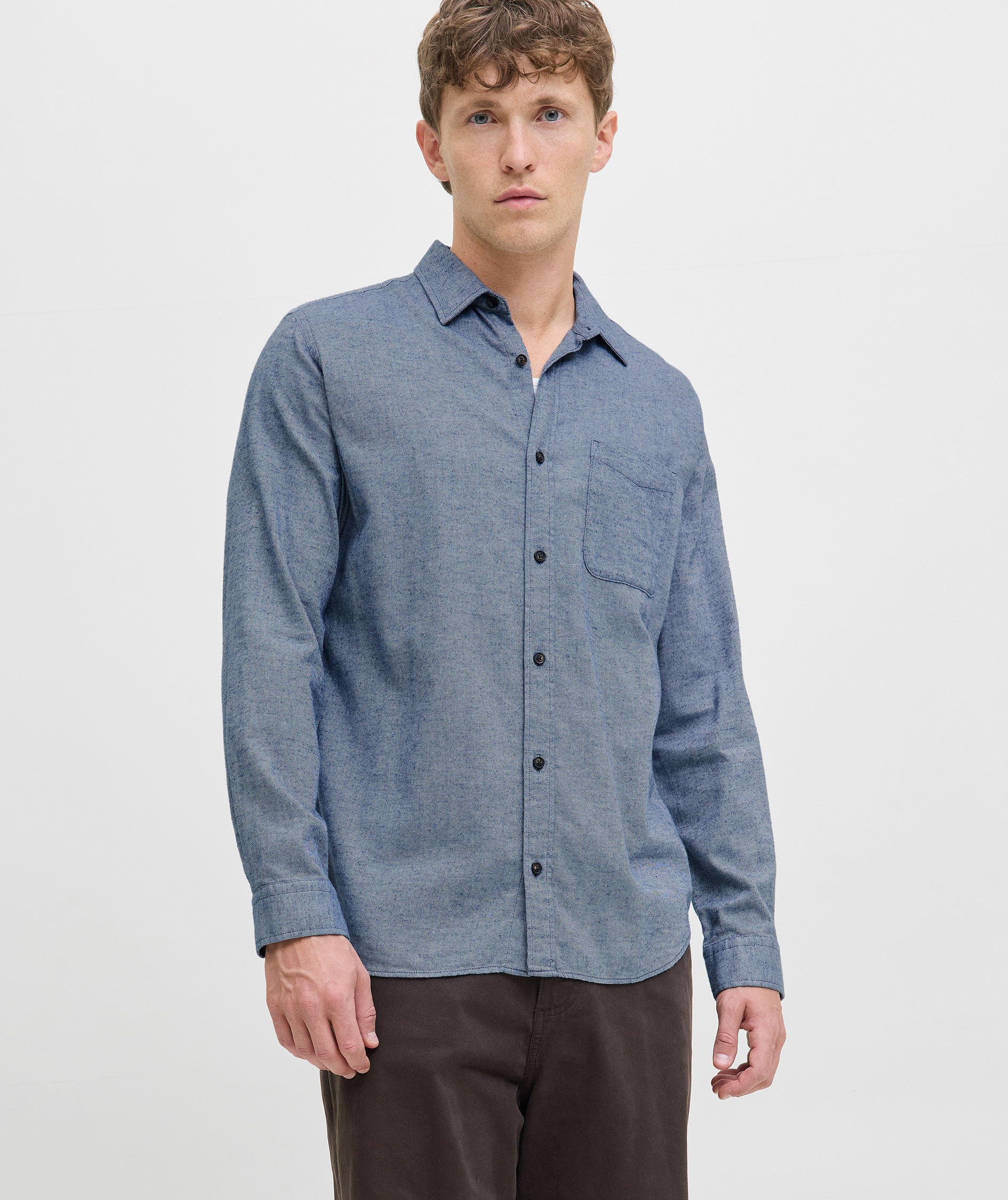 Jack & Jones JJECLASSIC Melange skjorte, Faded Denim
