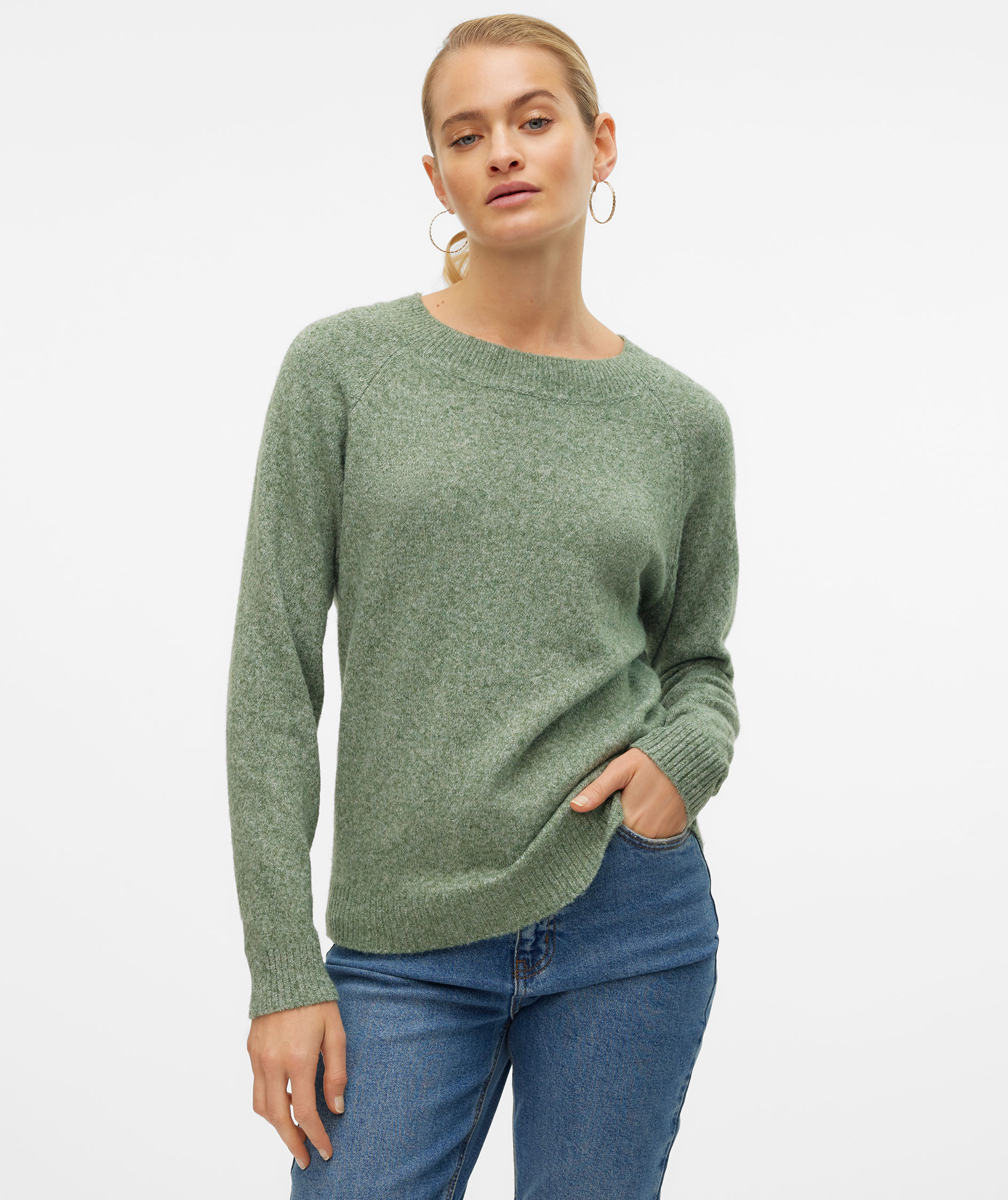 Vero Moda VMDOFFY stickad tr&ouml;ja dam, Laurel Wreath Melange