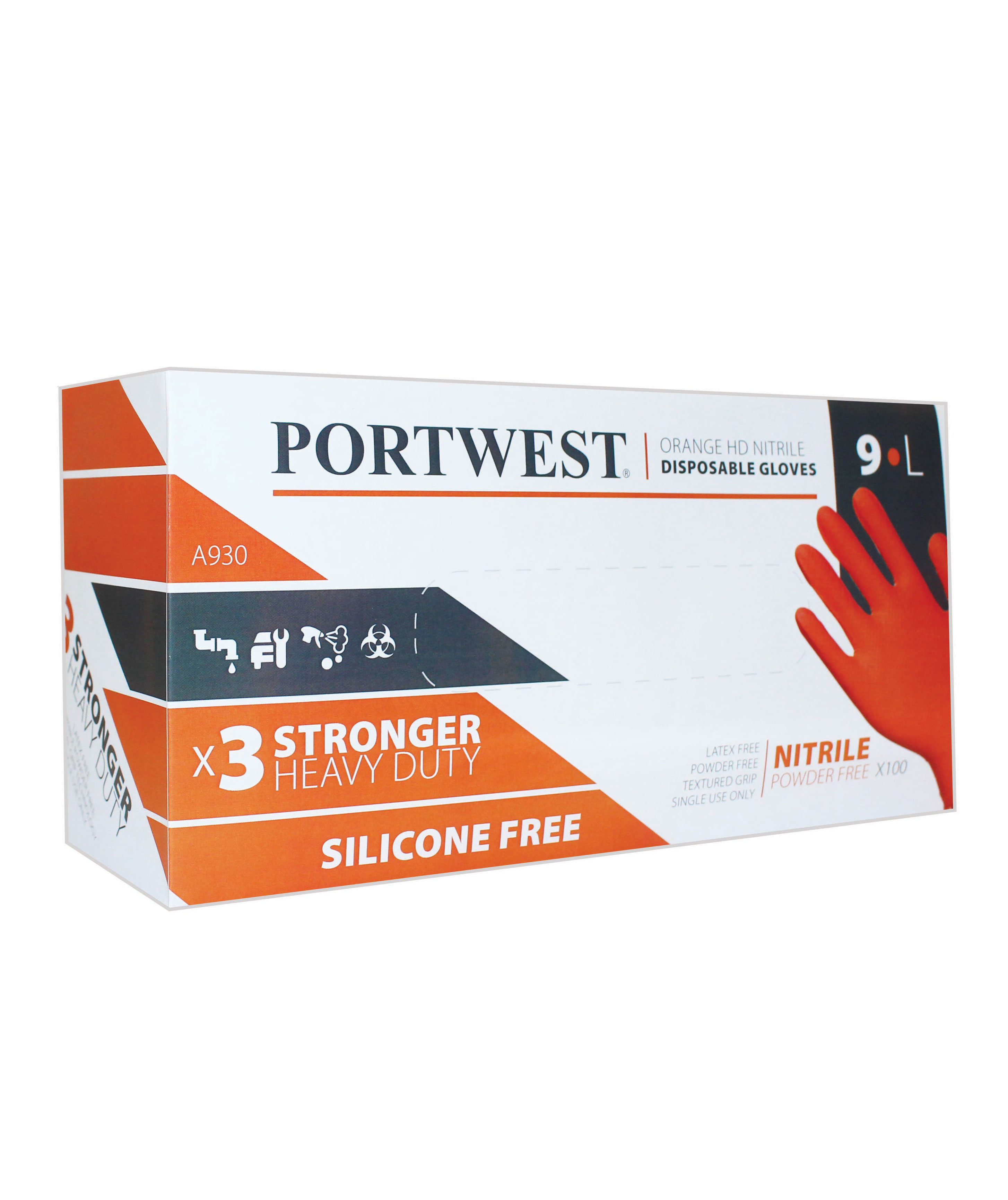 Portwest A930 HD nitril engangshanske 100 stk., Oransje