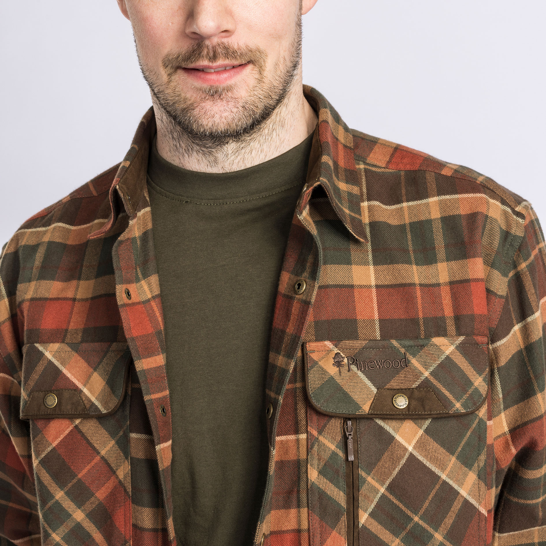Pinewood Prestwick Exclusive skovmandsskjorte, Dark Green/Terracotta, large image number 4