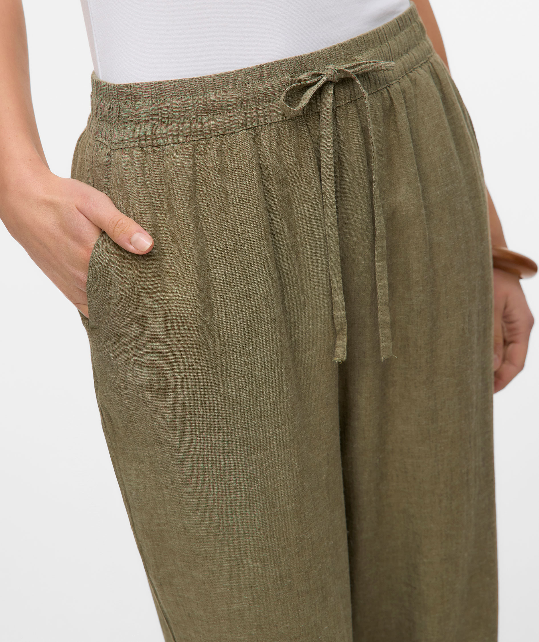 Vero Moda VMLINN women's linen trousers, Kalamata Melange, large image number 4