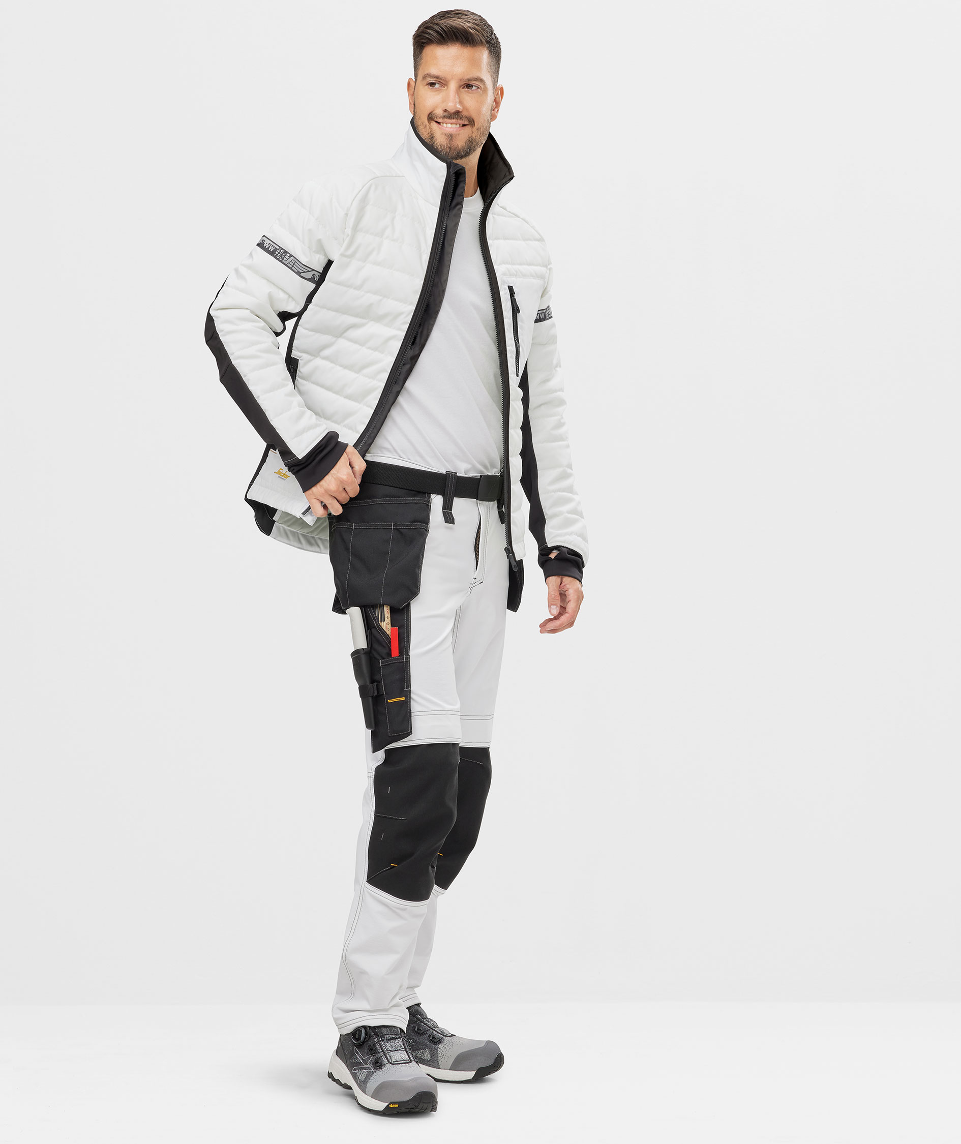 Snickers AllroundWork h&aring;ndverksbukse 6271 full stretch, Hvit/Svart, large image number 4