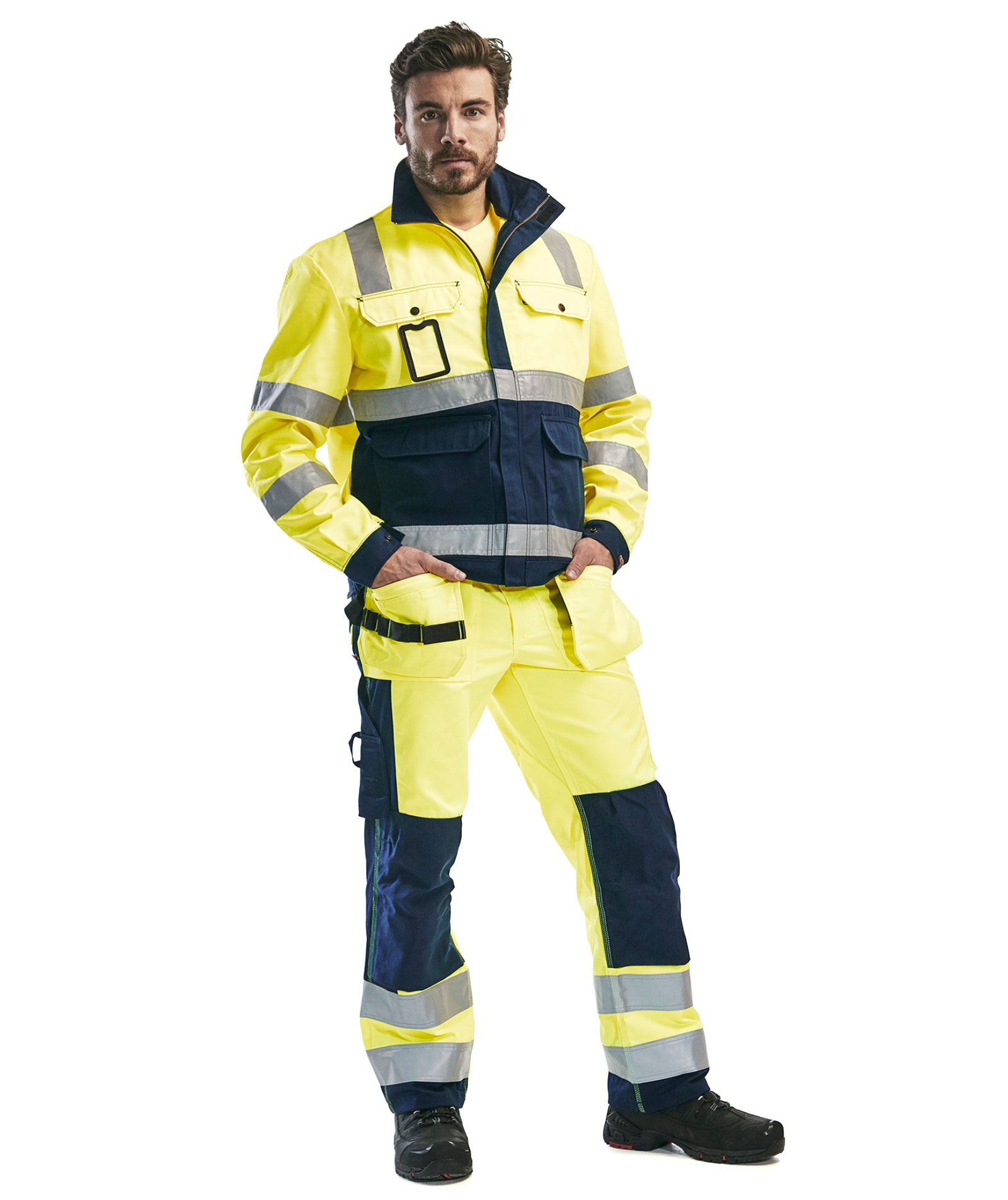 Bl&aring;kl&auml;der arbejdsjakke, Hi-vis&nbsp;Gul/Marine, large image number 1