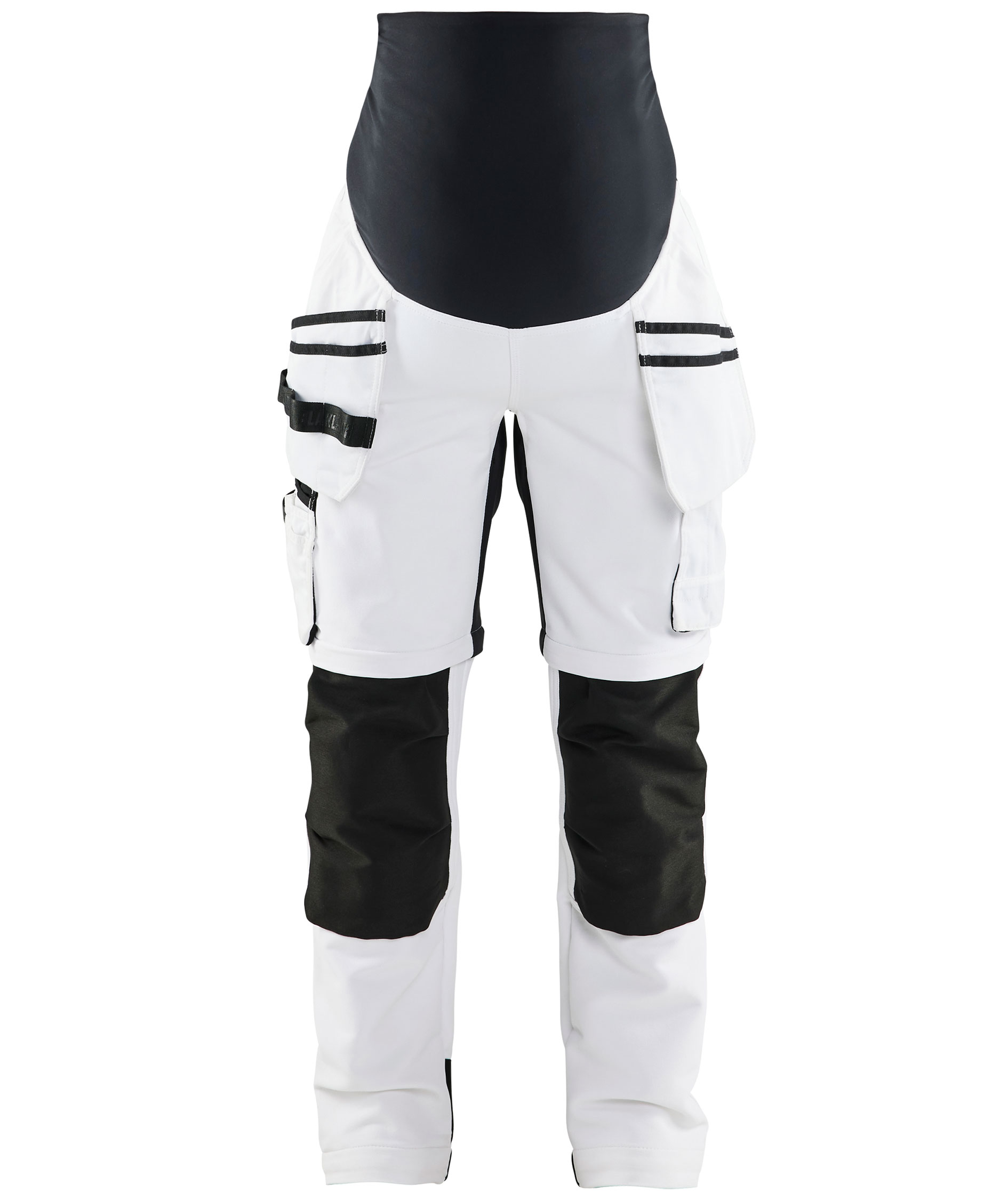 Bl&aring;kl&auml;der graviditets h&aring;ndv&aelig;rkerbukser full stretch, Hvid/Sort