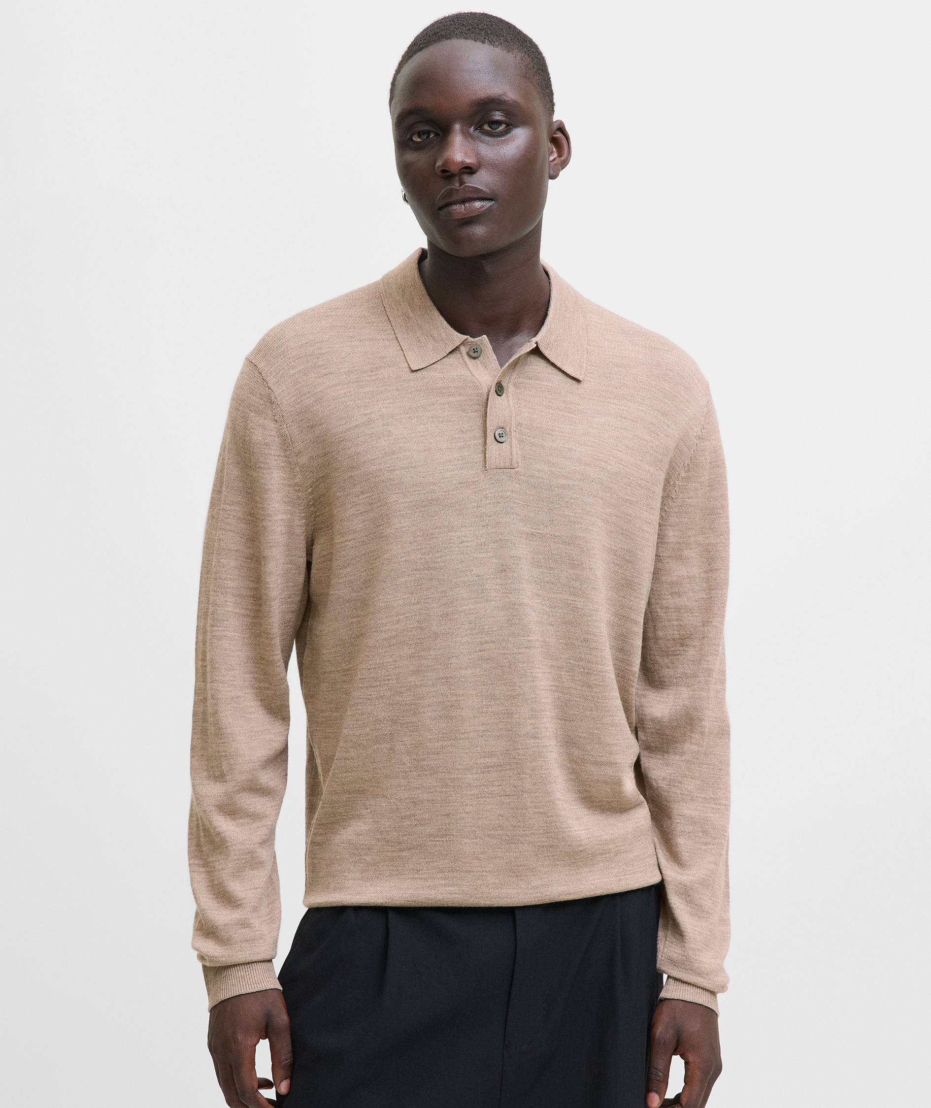 Jack & Jones Premium JPRBLAMERINO Polo Strickpullover mit Merinowolle