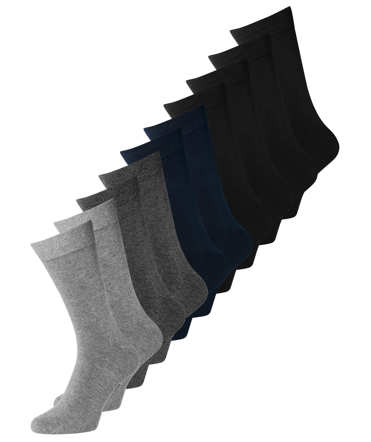 Jack & Jones JACJENS 10-pak str&oslash;mper, Sort/Gr&aring;, Sort/Gr&aring;, swatch