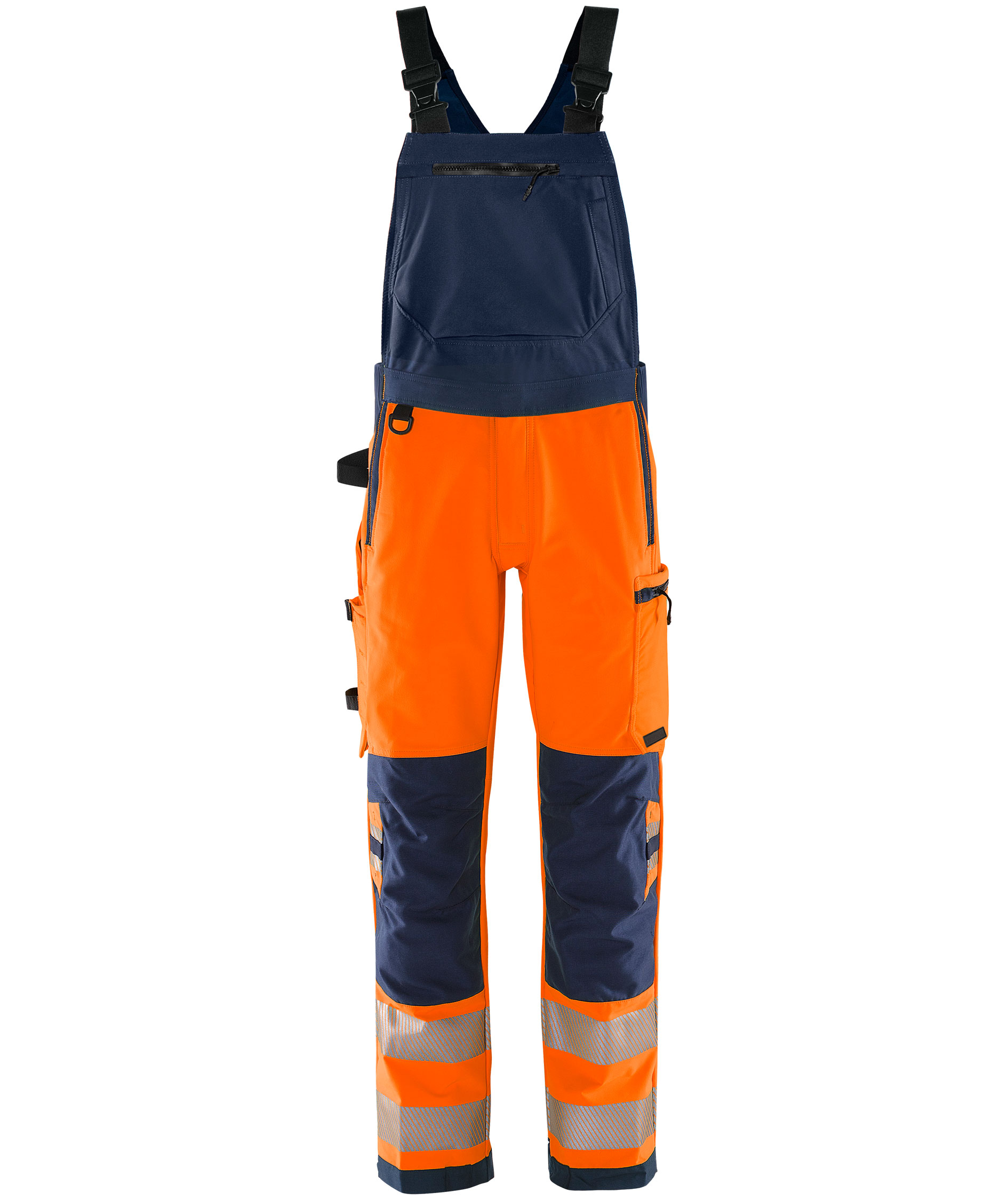 Fristads Green bib and brace 1031 GSTP full stretch, Hi-Vis Orange/Navy, large image number 0