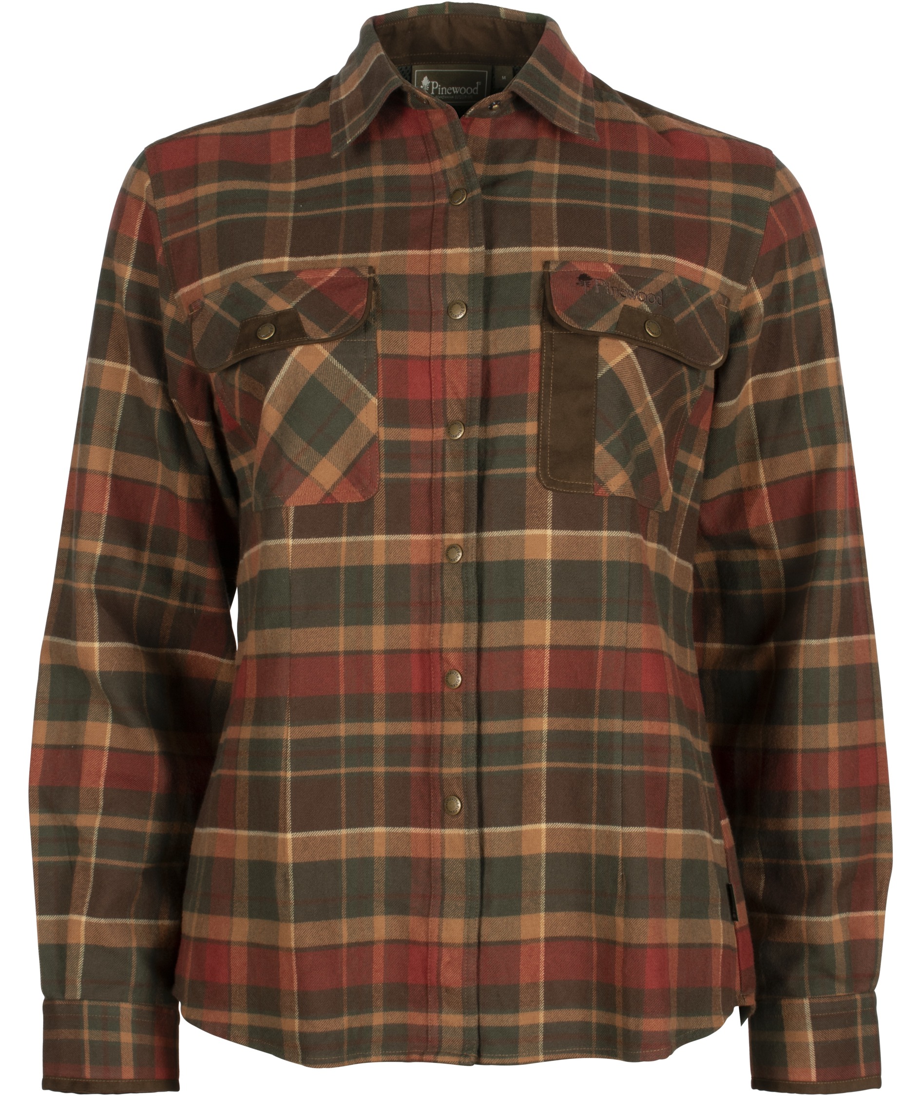 Pinewood Prestwick Exclusive dame flannelskjorte, Dark Green/Terracotta