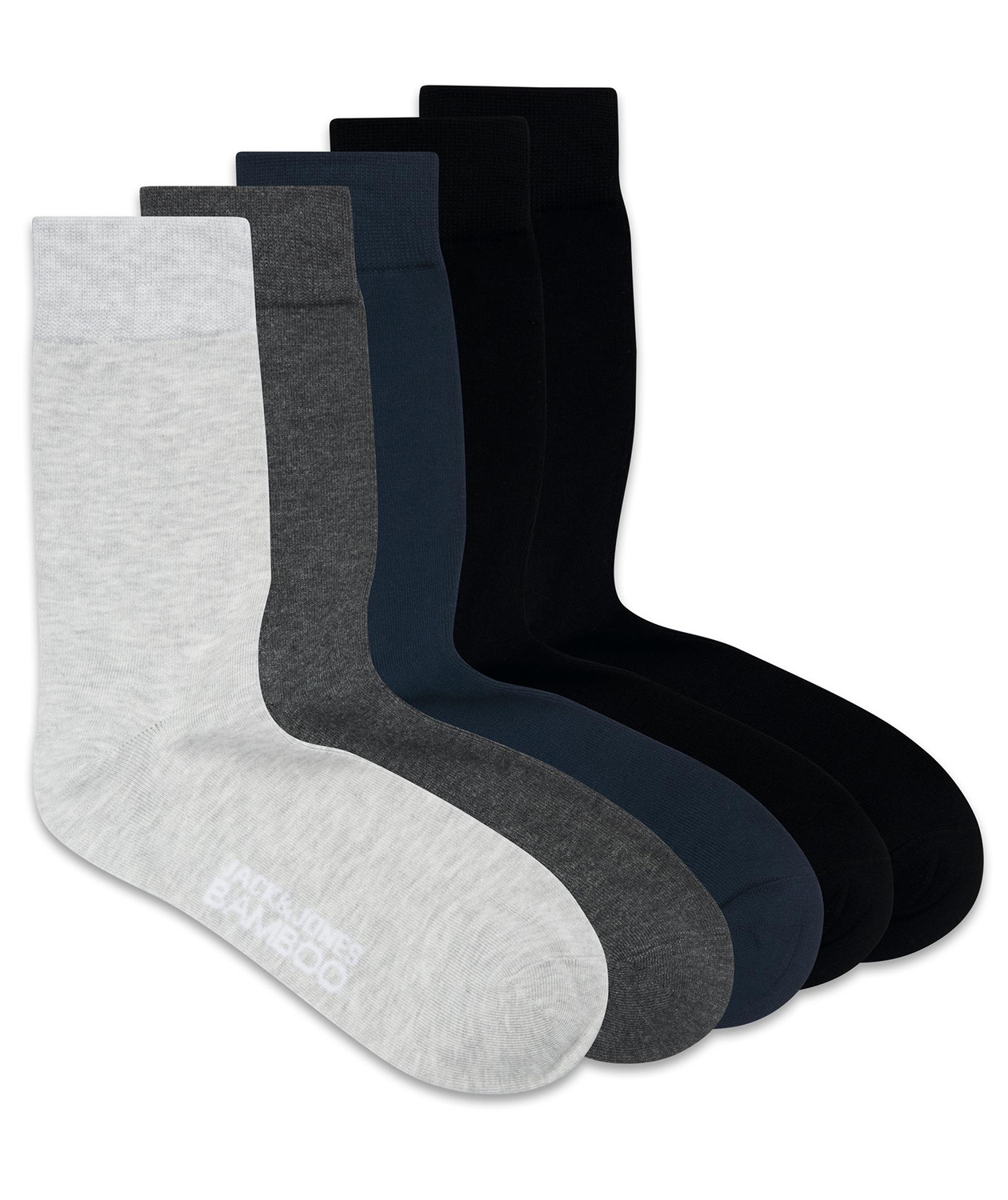 Jack & Jones JACBASIC 5-pak Bambus str&oslash;mper, Sort/Gr&aring;/Bl&aring;