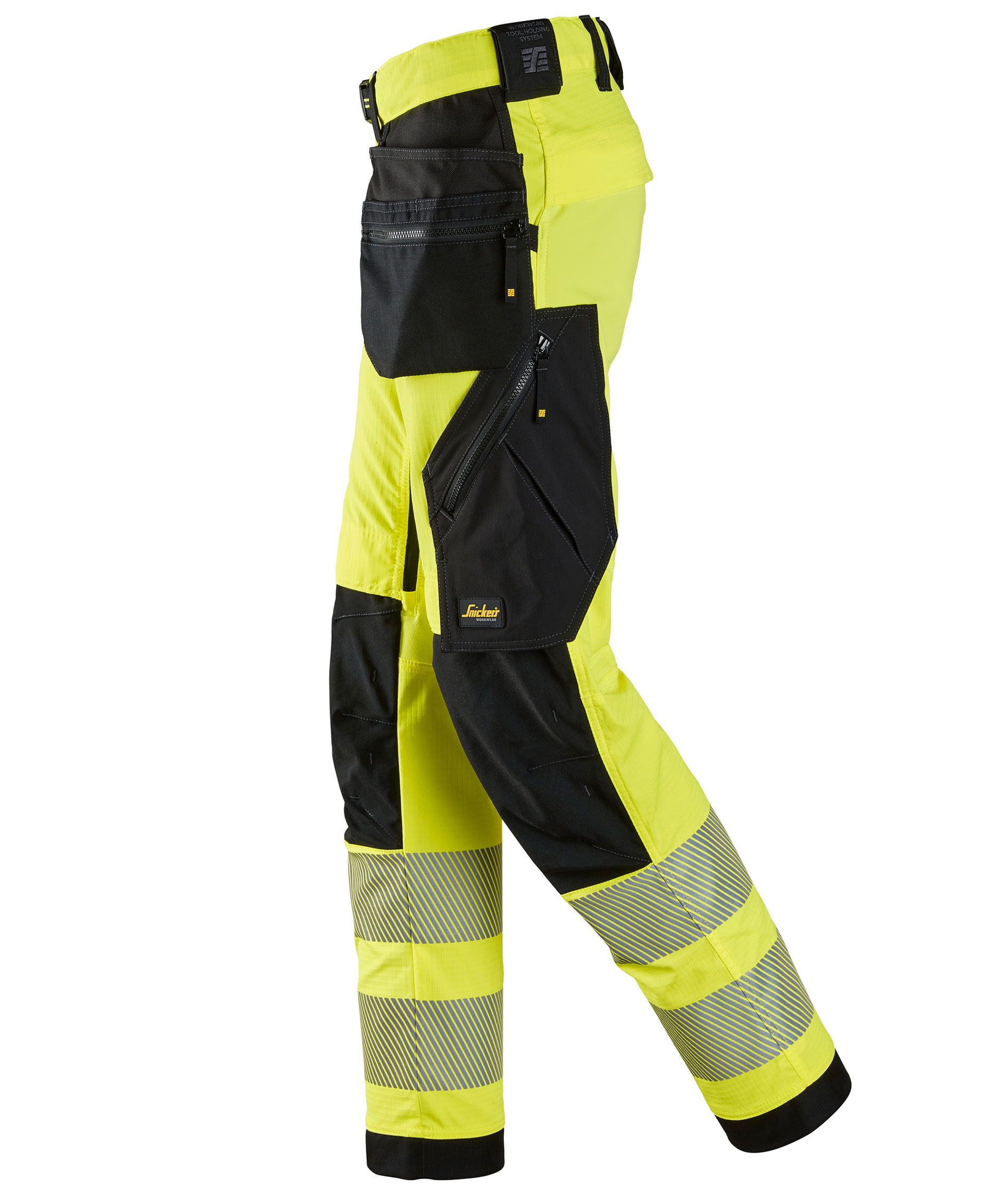 Snickers h&aring;ndverksbukse 6943, Hi-vis Gul/Svart, large image number 5