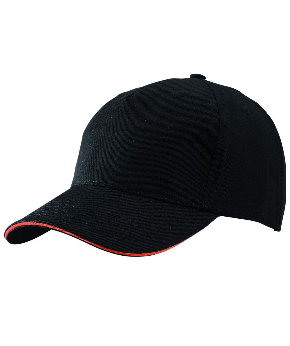 Myrtle Beach 5 Panel Sandwich Cap, Schwarz/Orange