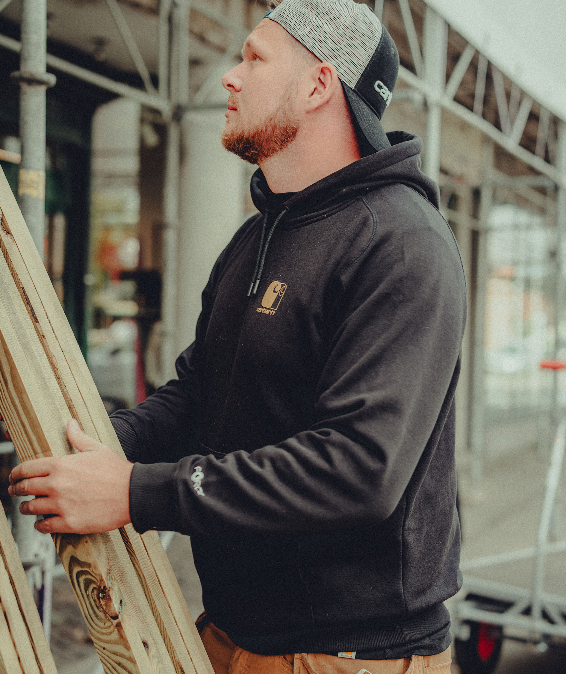 Carhartt Signature logo hettegenser, Black