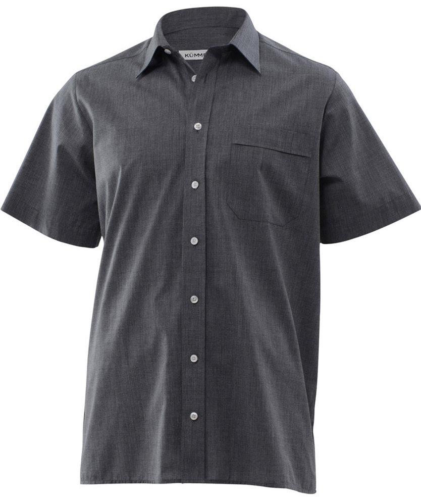 K&uuml;mmel Stanley fil-&aacute;-fil Classic fit kort&aelig;rmet skjorte, Antracitgr&aring;, large image number 0
