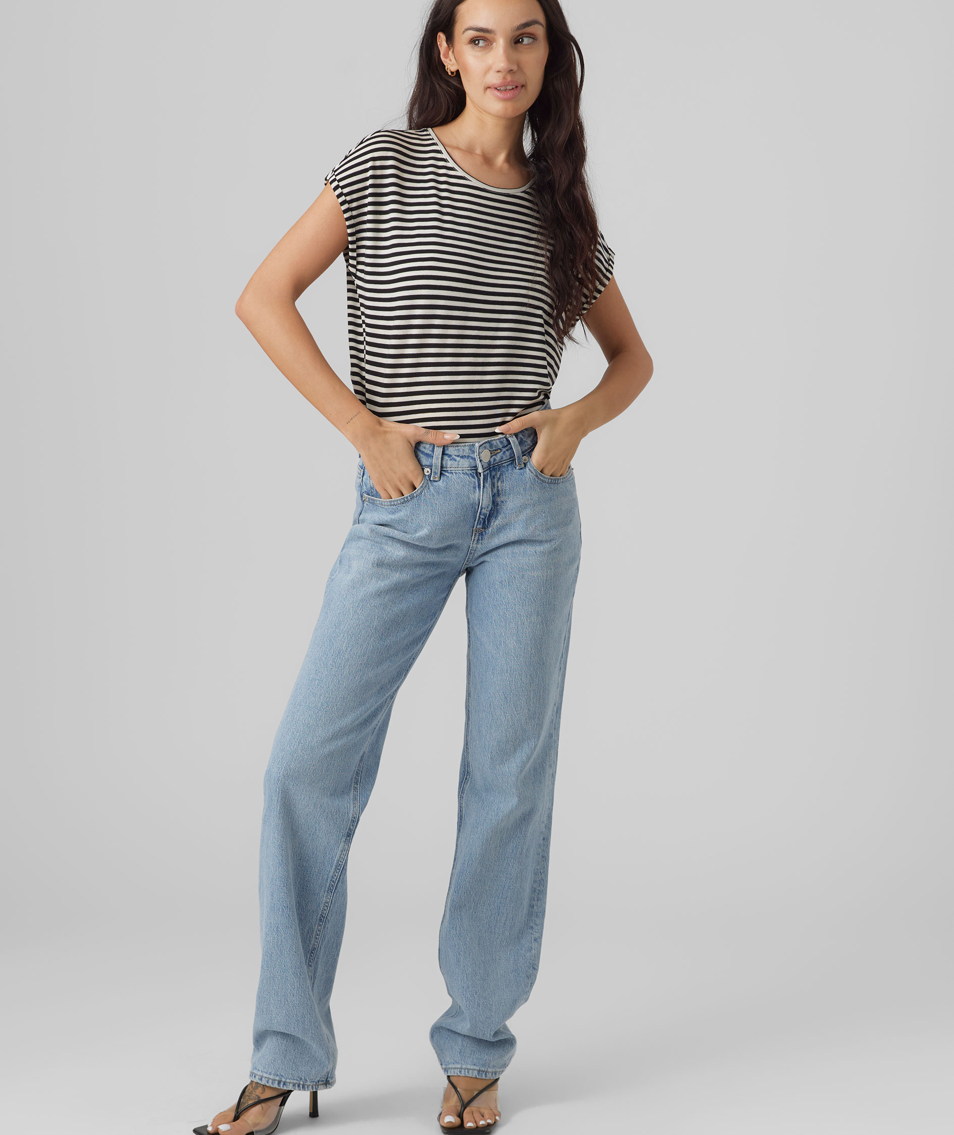 Vero Moda VMAVA STRIPE T-shirt dam, Black PRISTINE, large image number 4