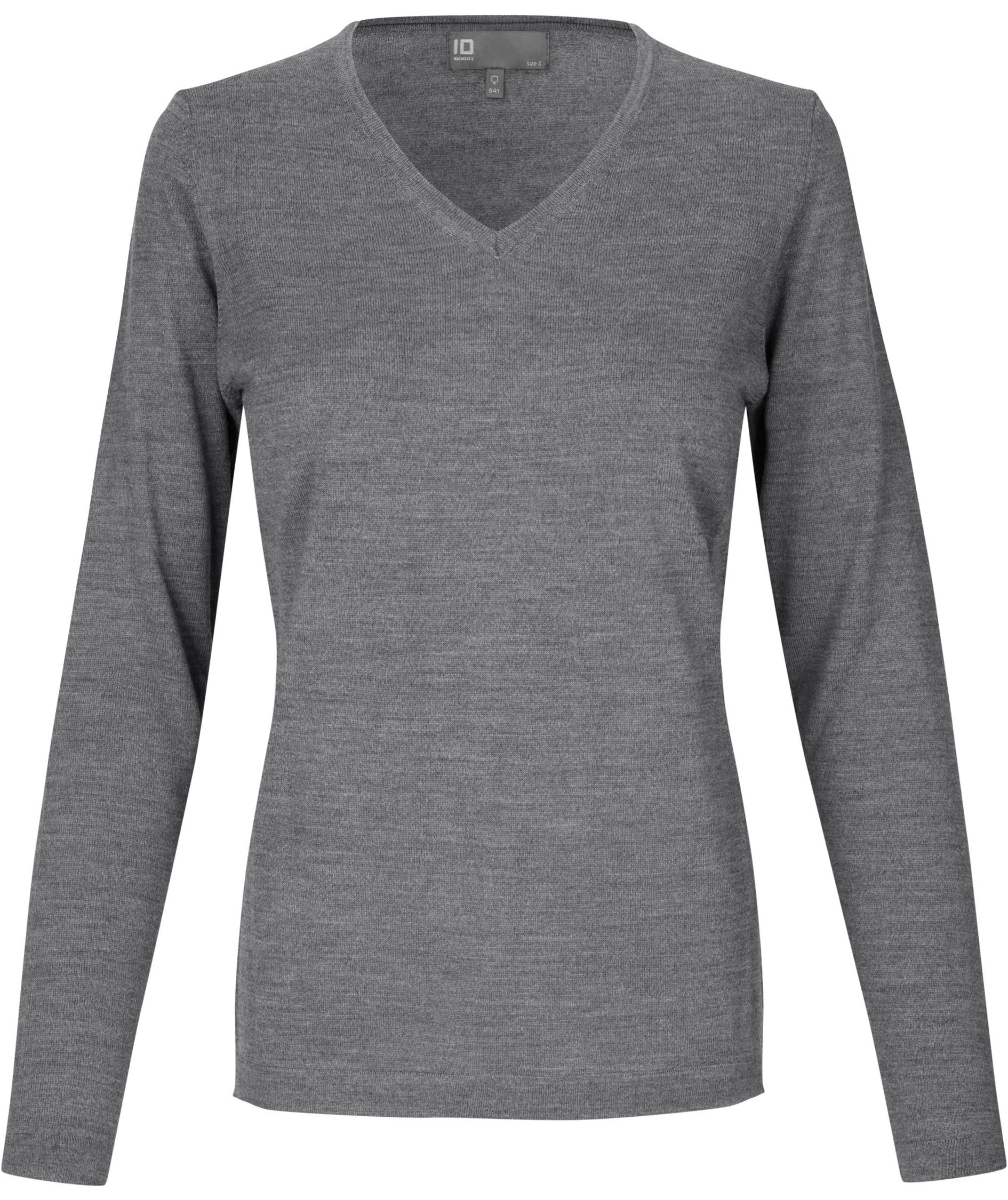 ID stickad tr&ouml;ja med merinoull dam, Gr&aring;melerad