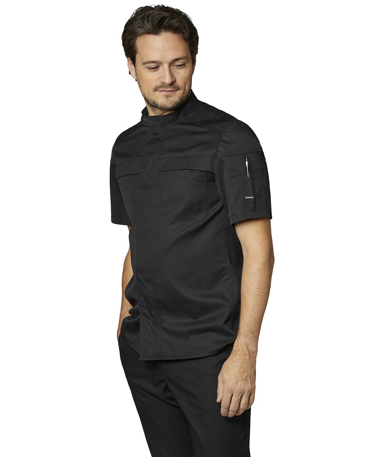 Kentaur Biker kortermet kokke-/servicejakke, Svart