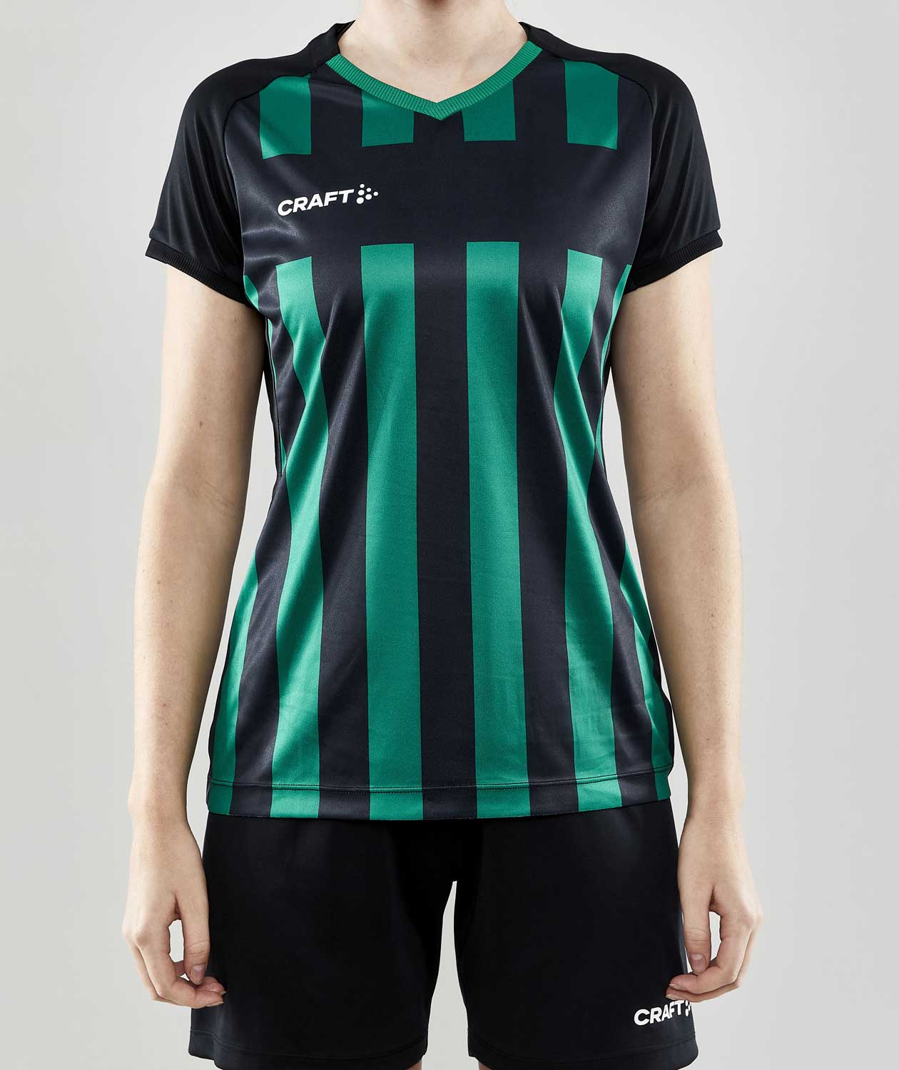 Craft Progress 2.0 Stripe Jersey T-shirt dam, Svart/Team Green