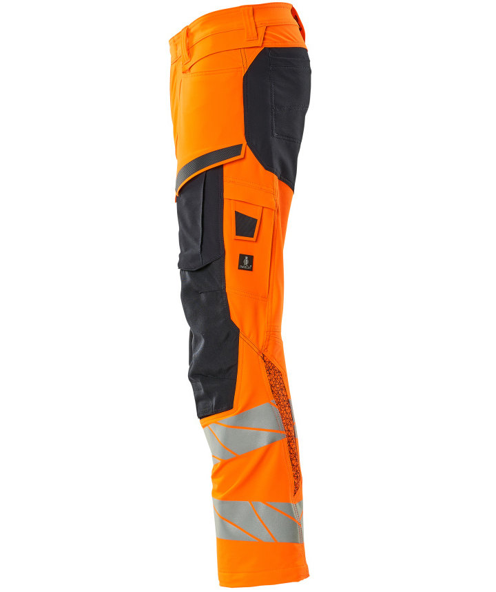 Mascot Accelerate Safe arbeidsbukse full stretch, Hi-vis Orange/M&oslash;rk Marine, large image number 2