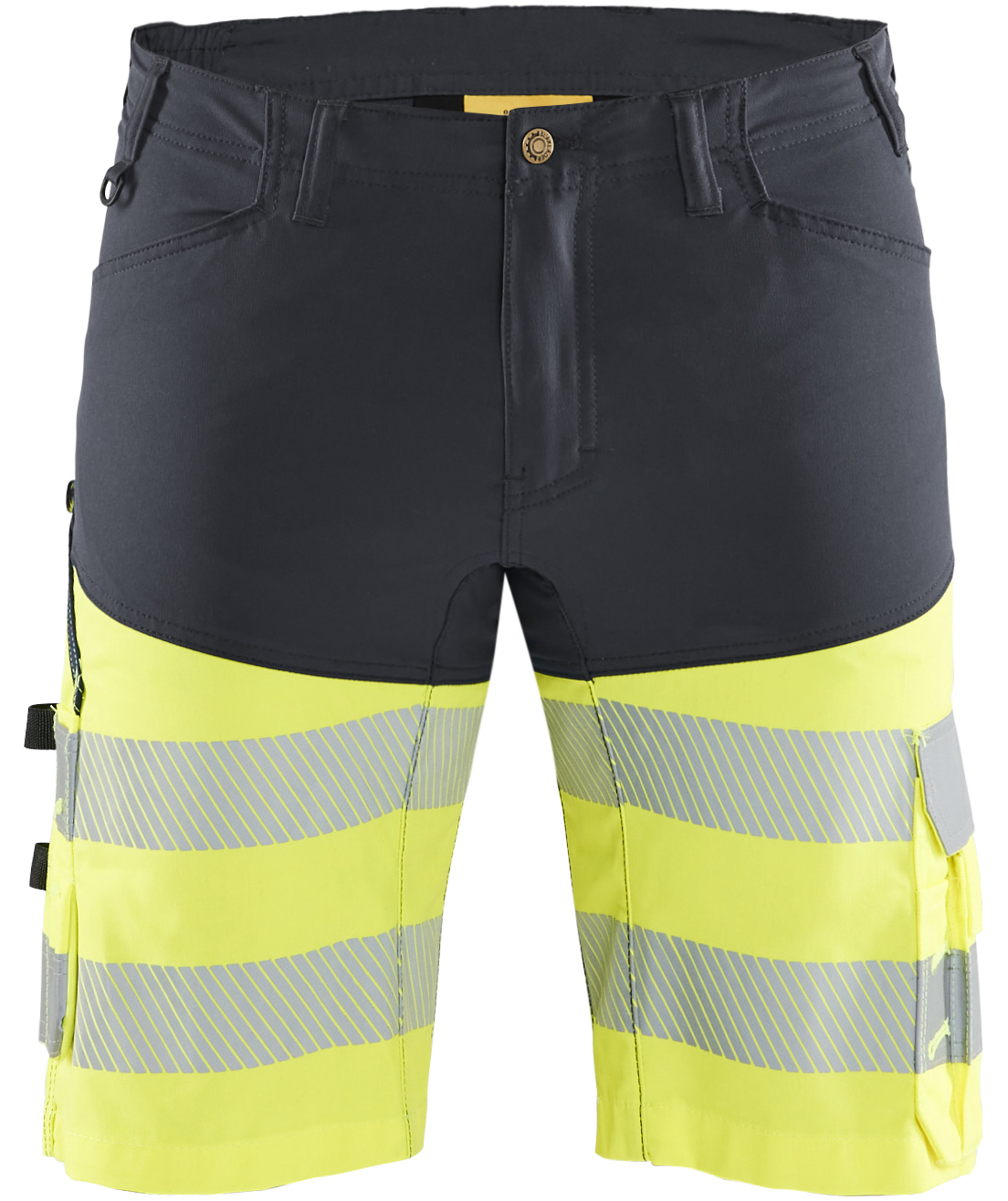 Bl&aring;kl&auml;der arbetsshorts, Gr&aring;/Varsel Gul