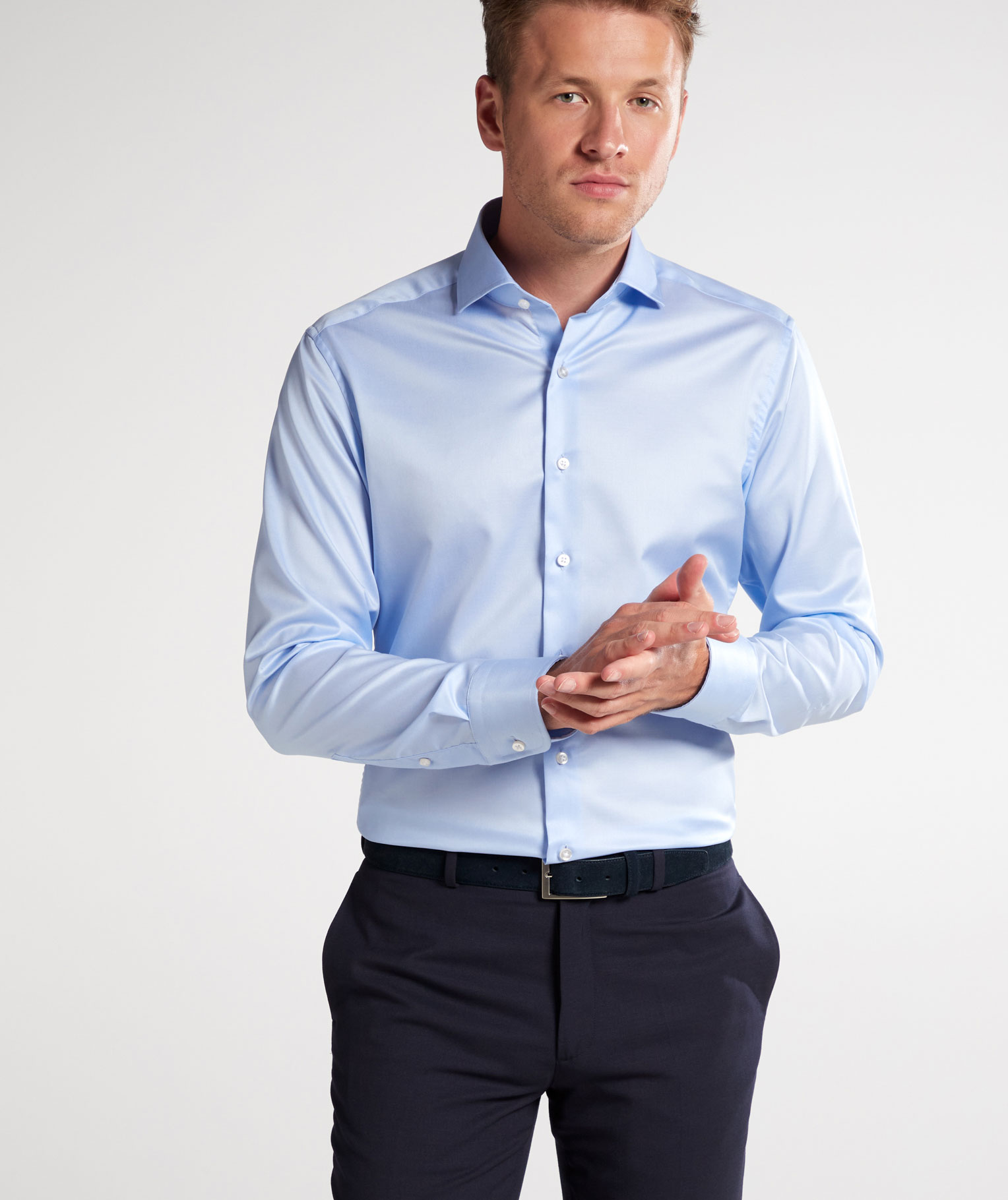 Eterna Gentle Slim fit shirt, Light blue
