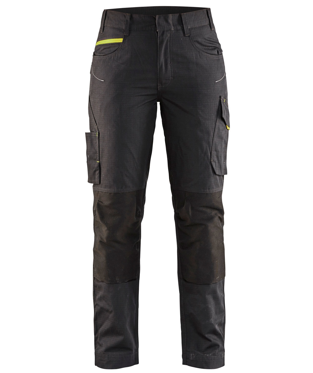 Bl&aring;kl&auml;der Unite dame arbejdsbukser, Sort/Hi-Vis Gul