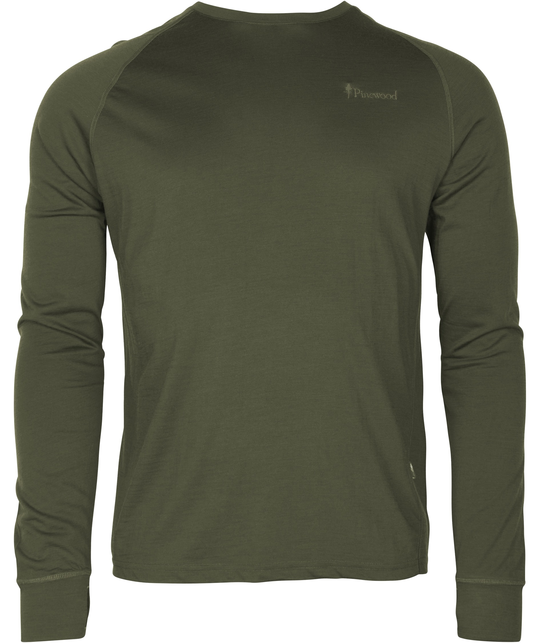 Pinewood Lappland lang&aelig;rmet T-shirt med merinould, Moss green