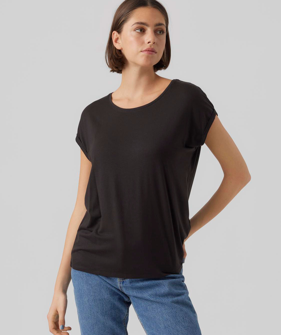 Vero Moda VMAVA PLAIN T-shirt dam, Black