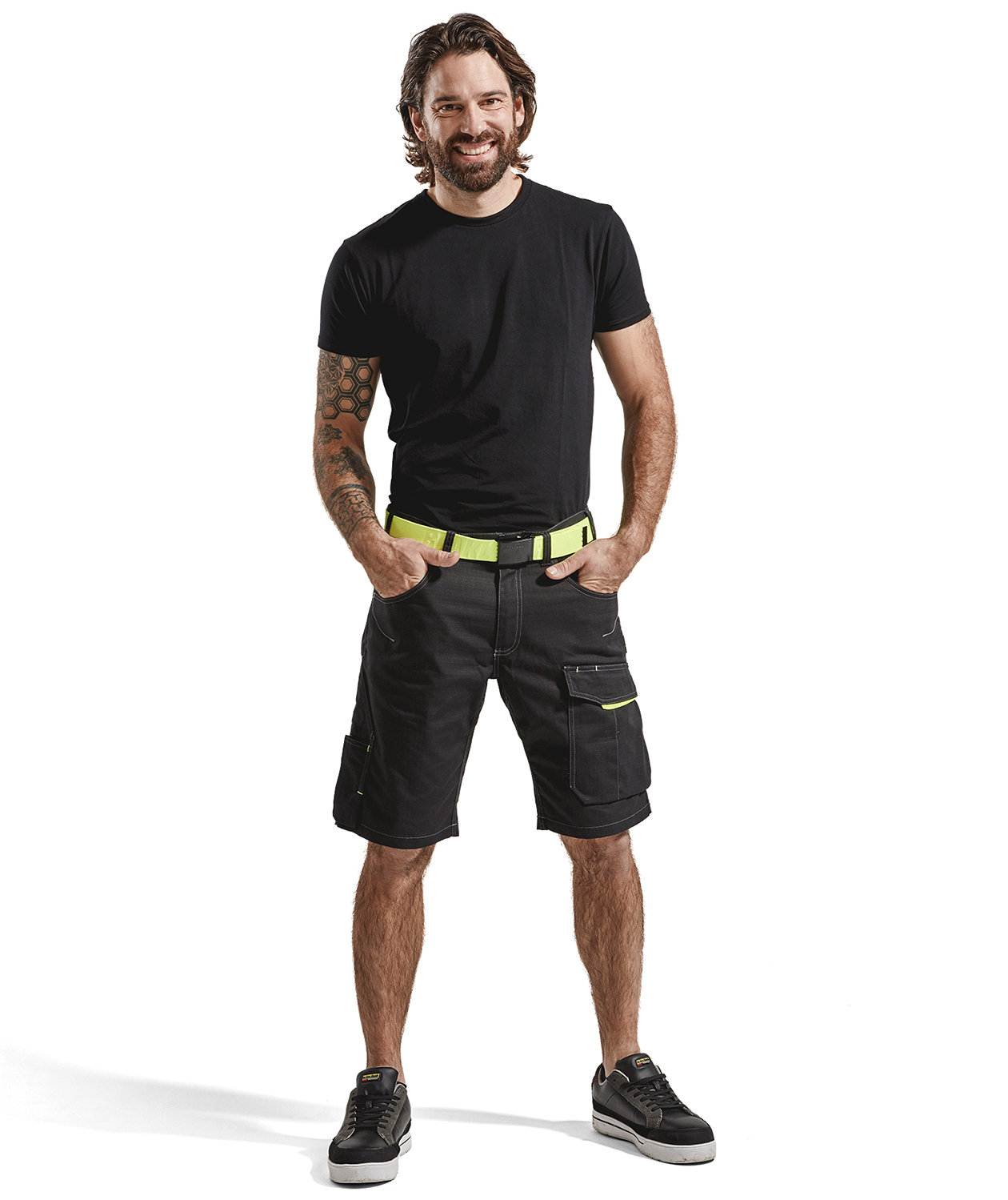 Bl&aring;kl&auml;der Unite arbejdsshorts, Sort/Gul