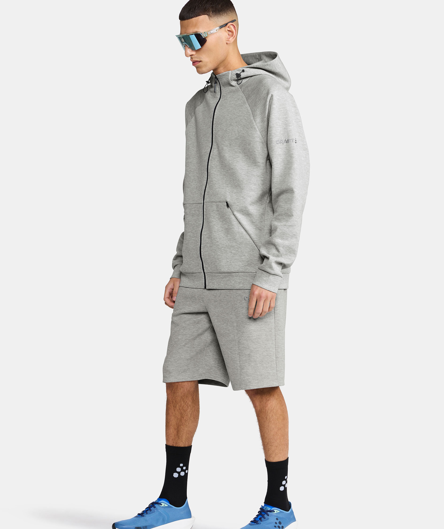 Craft ADV Join Hoodie mit Rei&szlig;verschluss, Grey melange