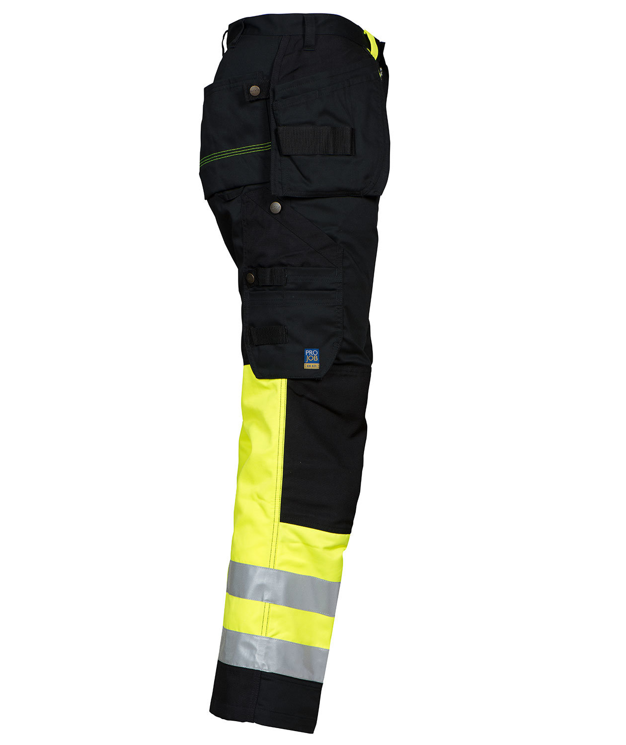 ProJob arbetsbyxa 6502, Svart/Varselgul, large image number 3