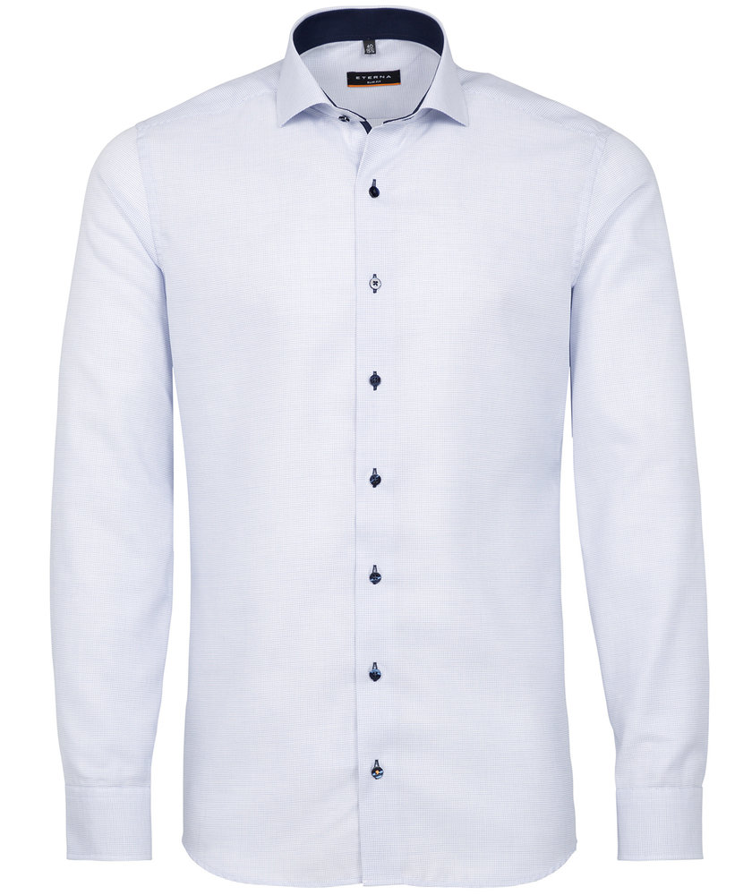 Eterna Slim fit skjorte Struktur, Lysebl&aring;