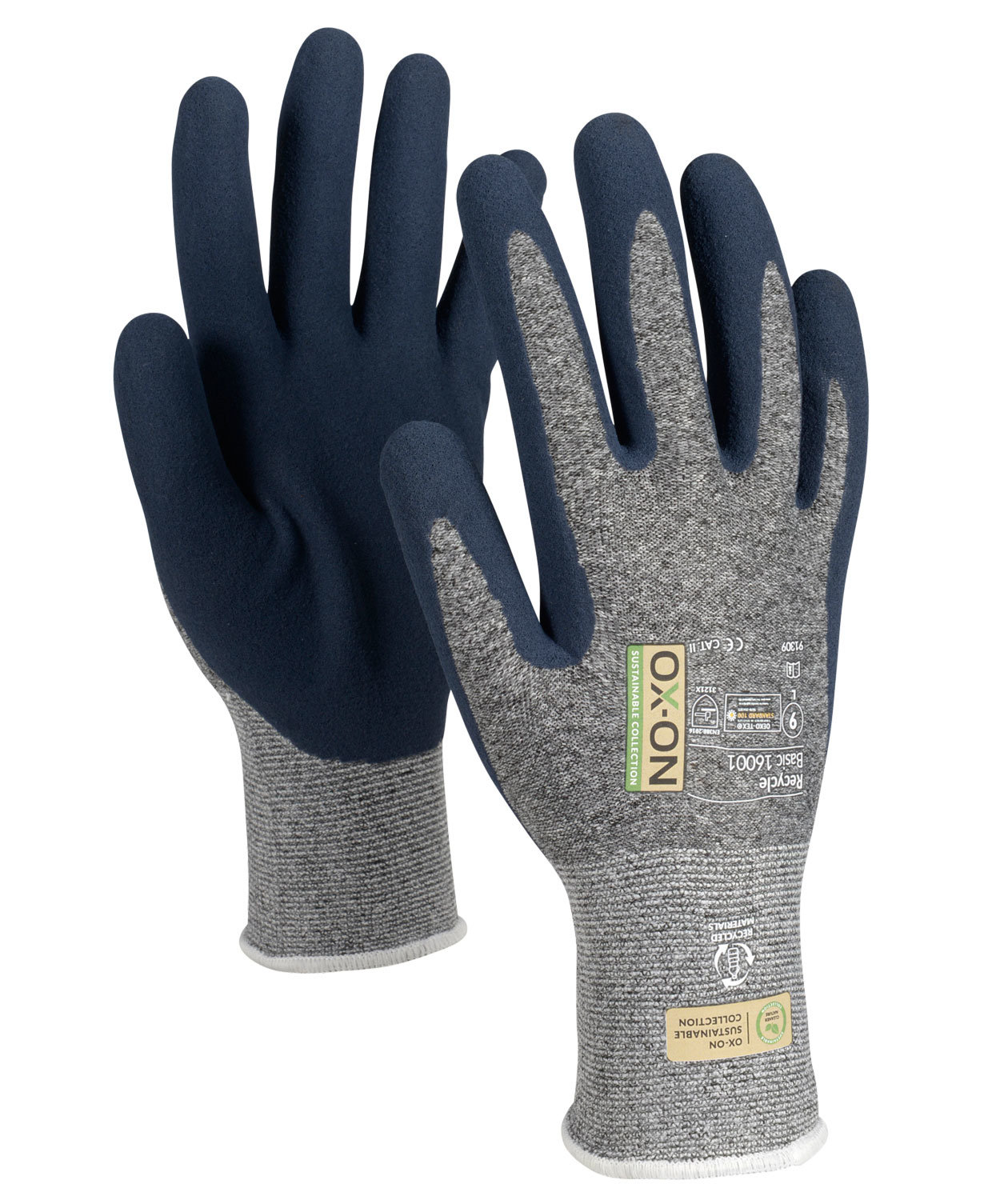 OX-ON Recycle Basic 16001 Arbeitshandschuhe, Grau/Navy