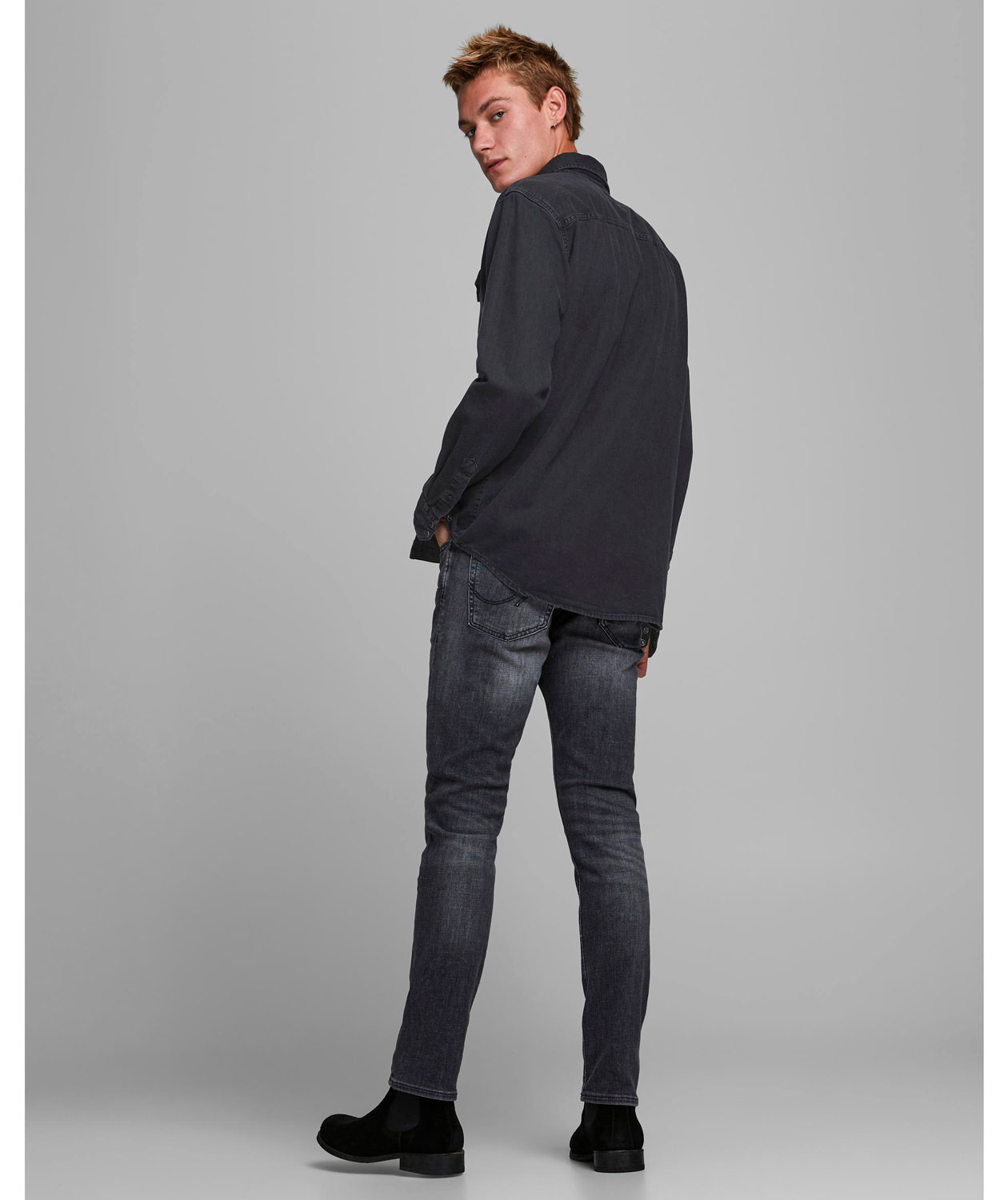 Jack & Jones JJESHERIDAN Slim fit skjorta, Svart Denim