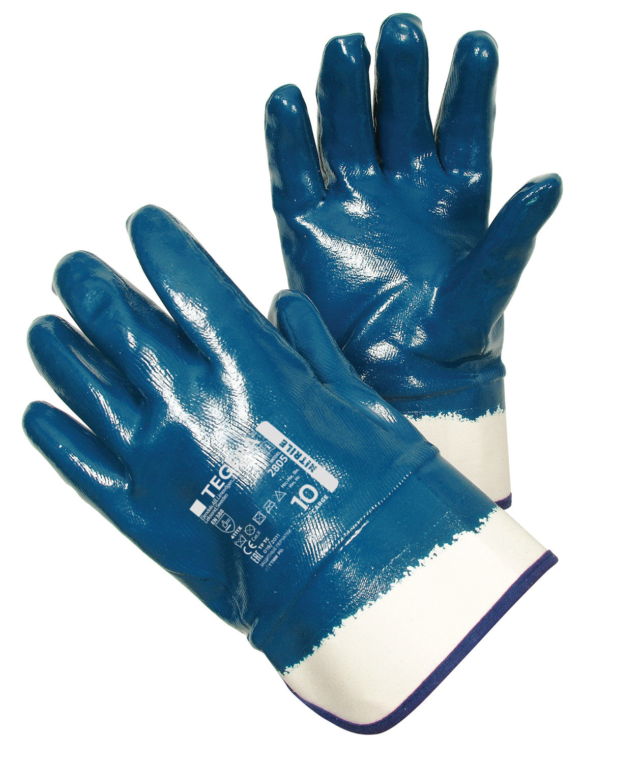 Tegera 2805 sk&aelig;reh&aelig;mmende handsker nitril&nbsp;Cut B, Bl&aring;/Beige, large image number 0