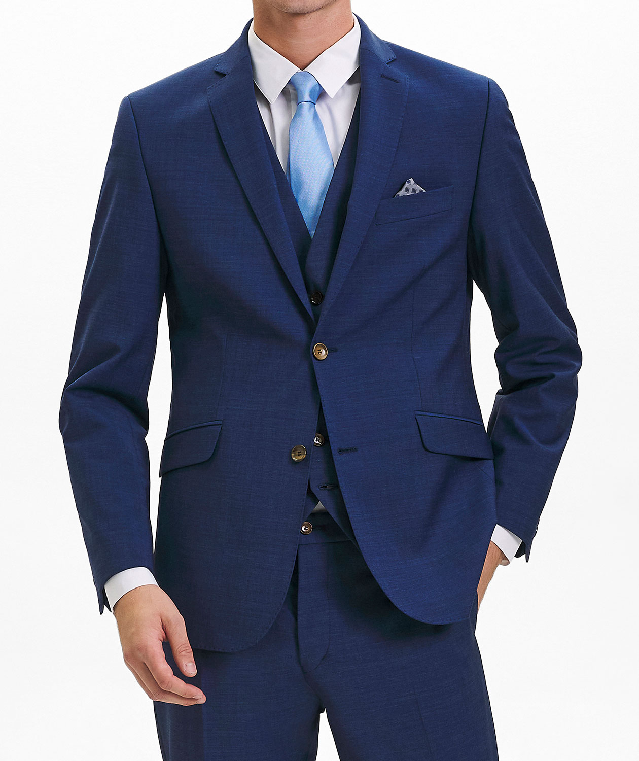 Sunwill Weft Stretch Modern Fit Wollblazer, Mittelblau