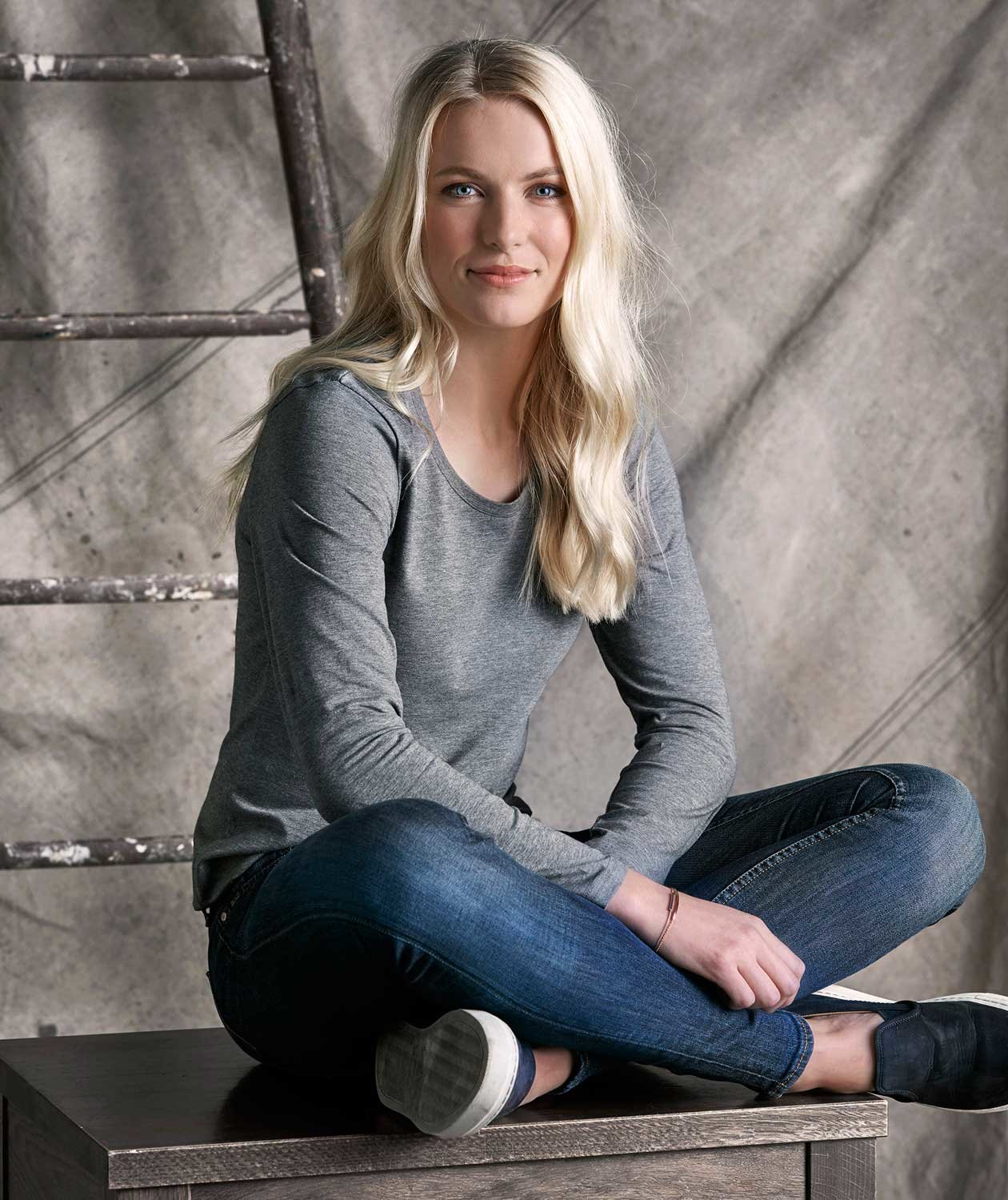 South West Lily ekologisk l&aring;ng&auml;rmad T-shirt dam, M&ouml;rk Ljunggr&aring;