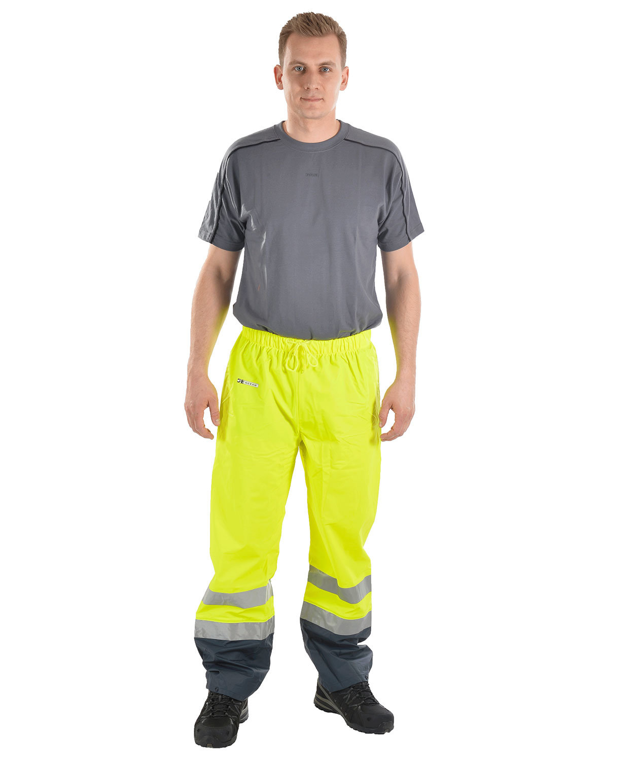 Ocean Comfort Light regnbyxa, Varsel yellow/marinbl&aring;