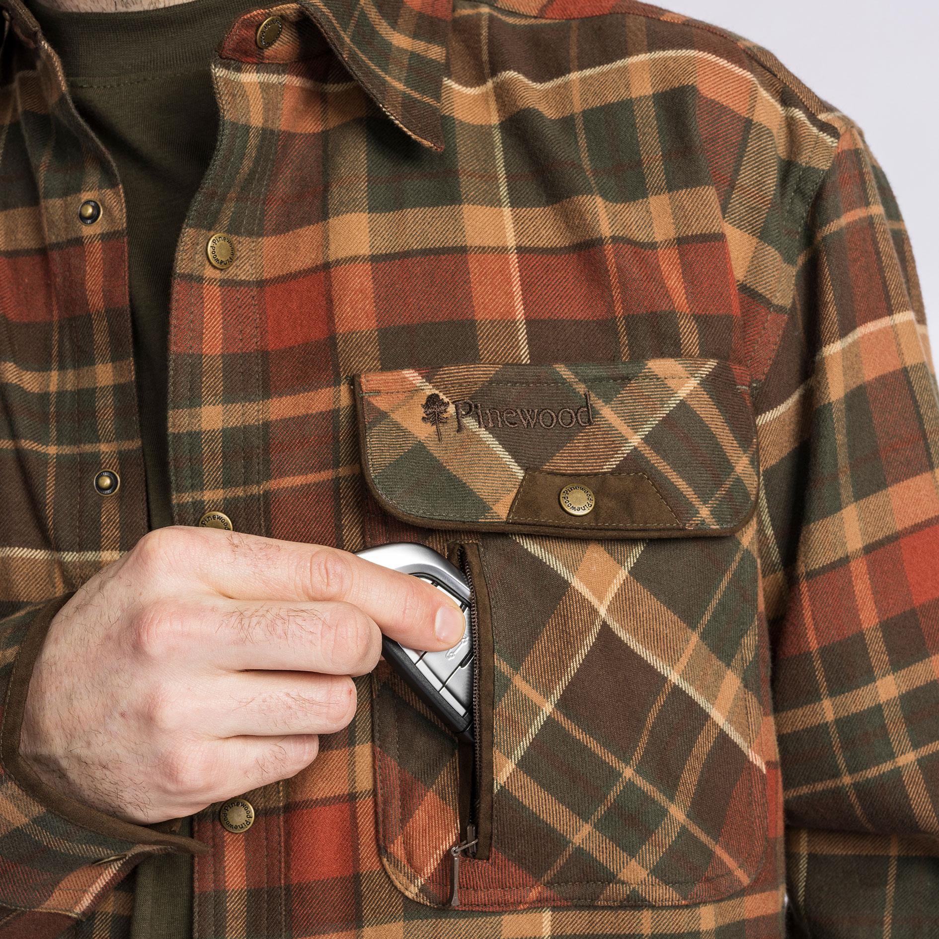 Pinewood Prestwick Exclusive skovmandsskjorte, Dark Green/Terracotta, large image number 5