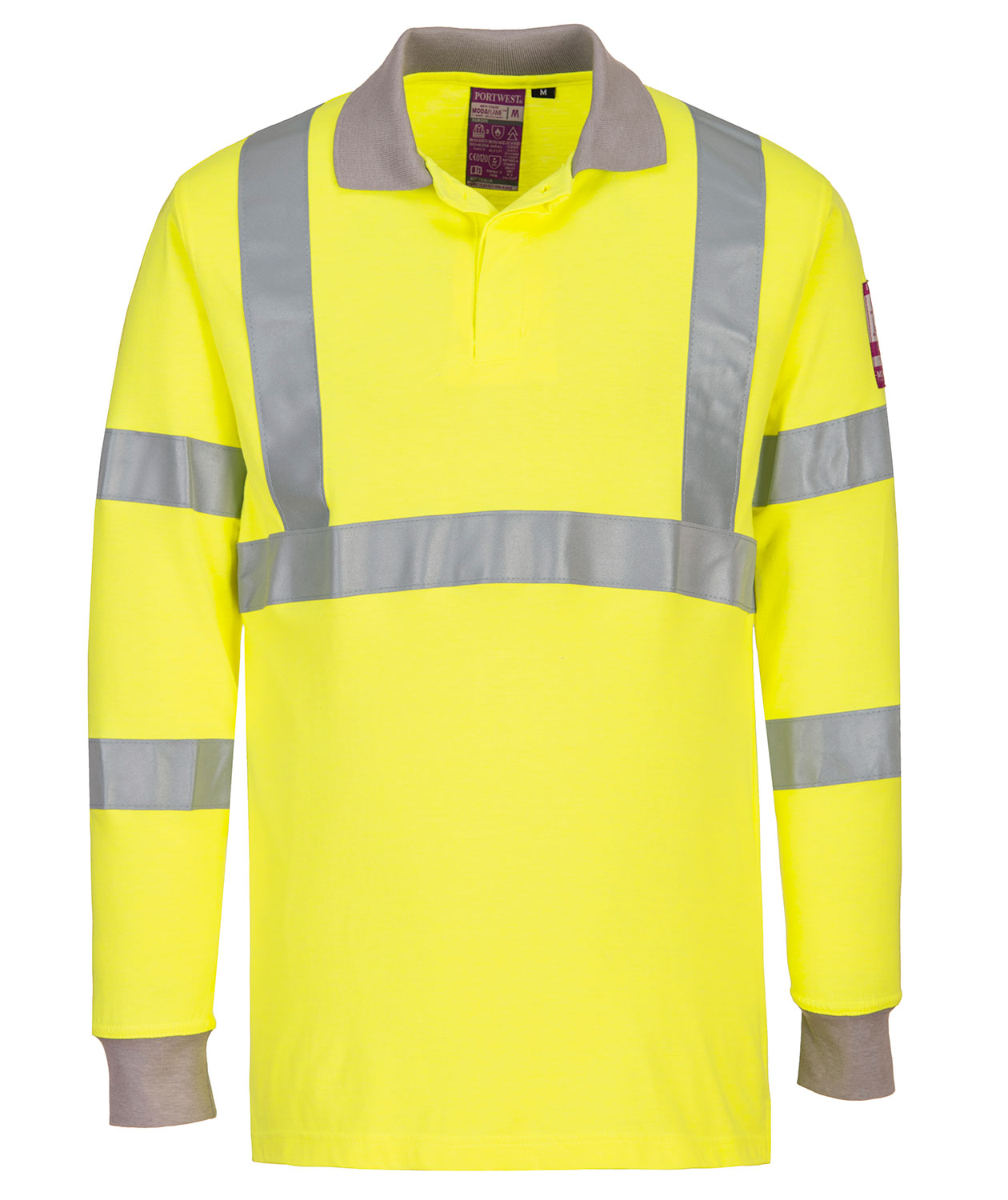 Portwest FR l&aring;ng&auml;rmad pik&eacute;tr&ouml;ja, Varsel Gul