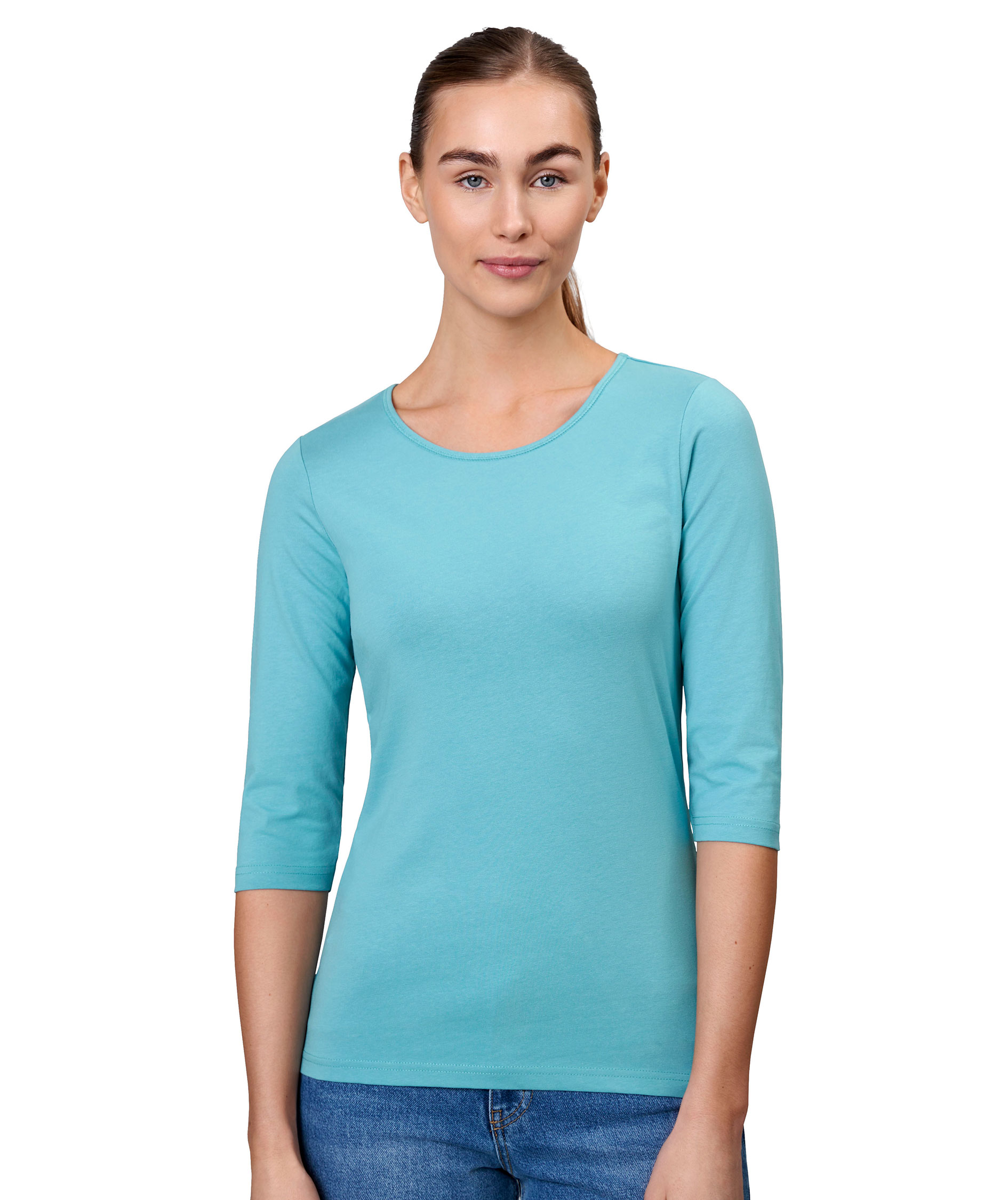 ID 3/4 &auml;rmad stretch T-shirt dam, Dusty Aqua, large image number 5