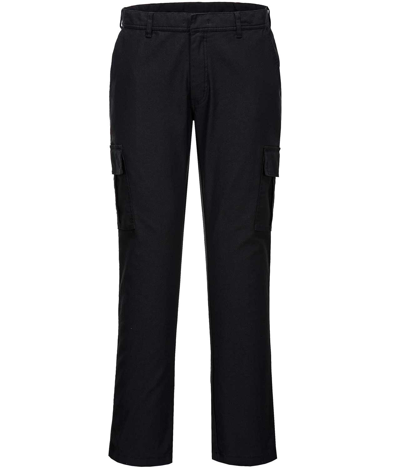 Portwest stretch slimfit servicebukser, Sort