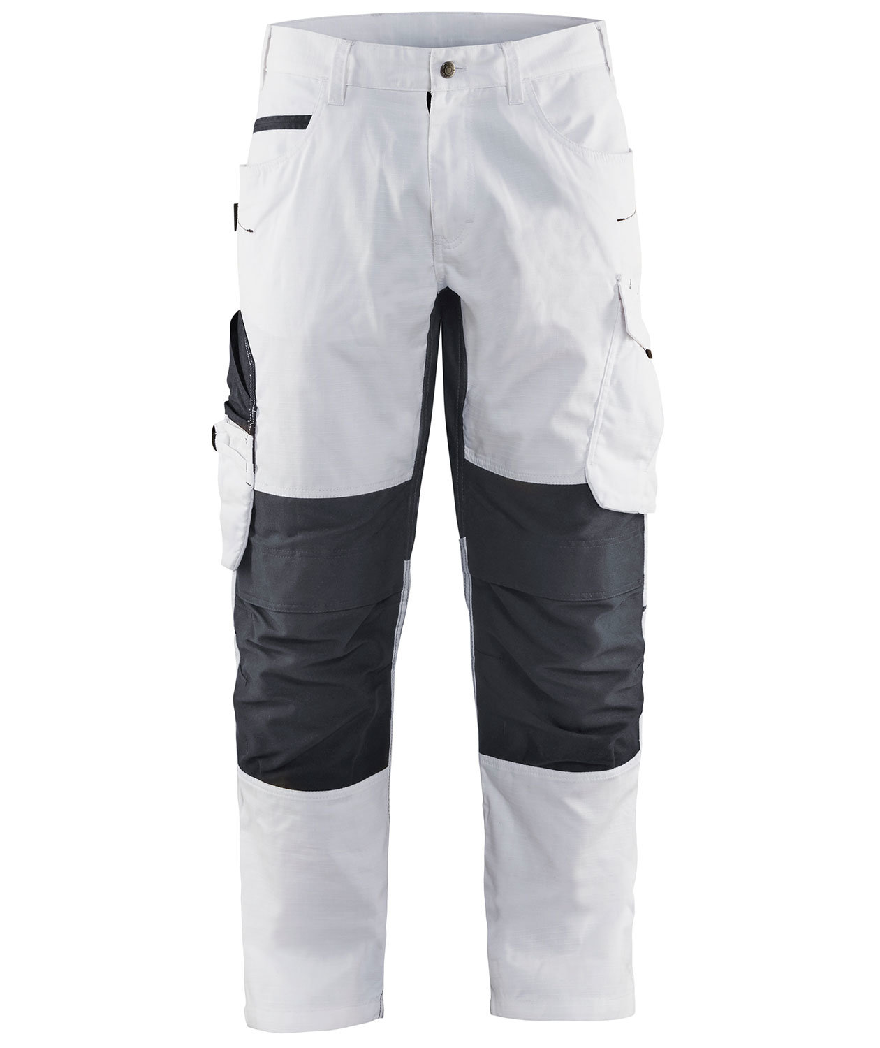 Bl&aring;kl&auml;der Unite arbejdsbukser, Hvid/Gr&aring;