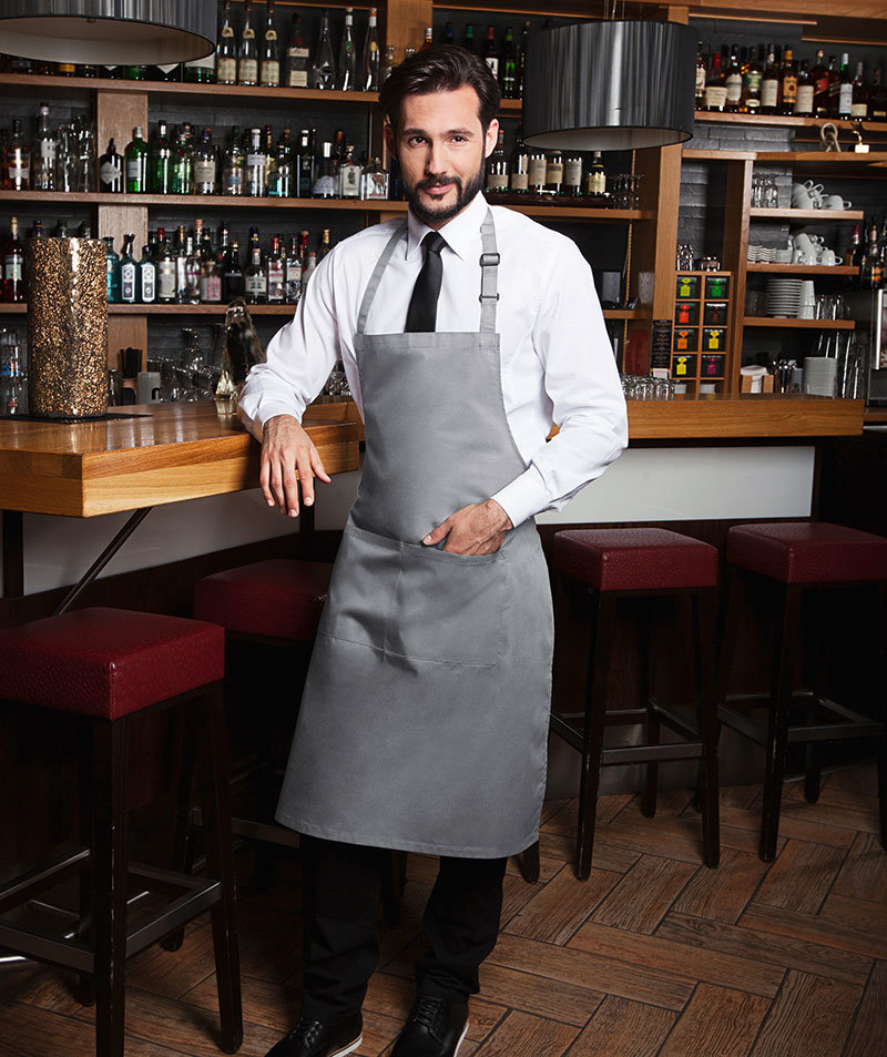 Karlowsky Basic bib apron with pockets, Grey